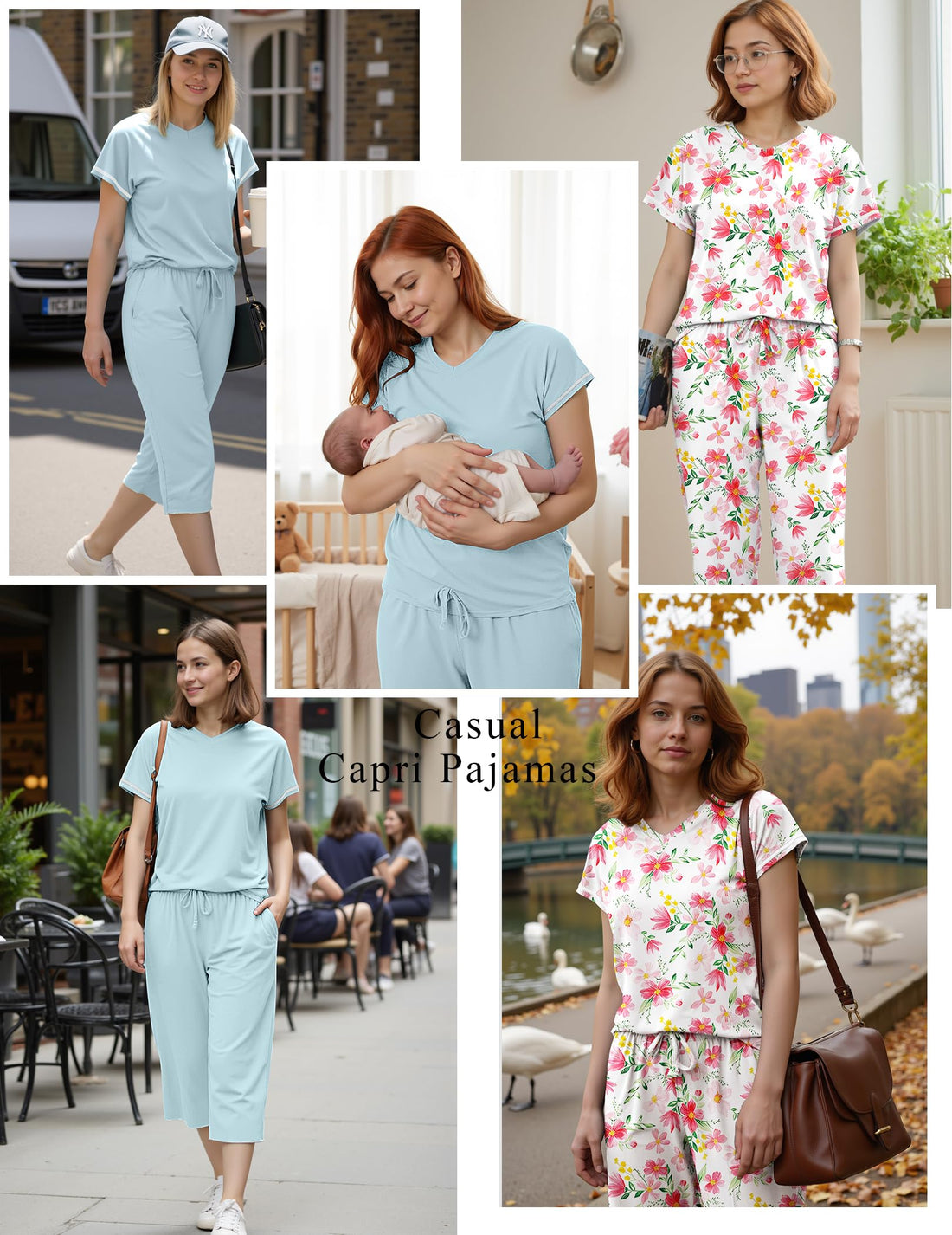 Marvmys Womens 2 Pack Pajama Sets Short Sleeve Sleepwear Capri Pants Pjs | Pockets, Lightweight, Cooling Pyjamas, Nightwear Comfy for Daily Wear, Pajams sets, Sleep, Travel, Wife, Mom WEBE CLOTHING