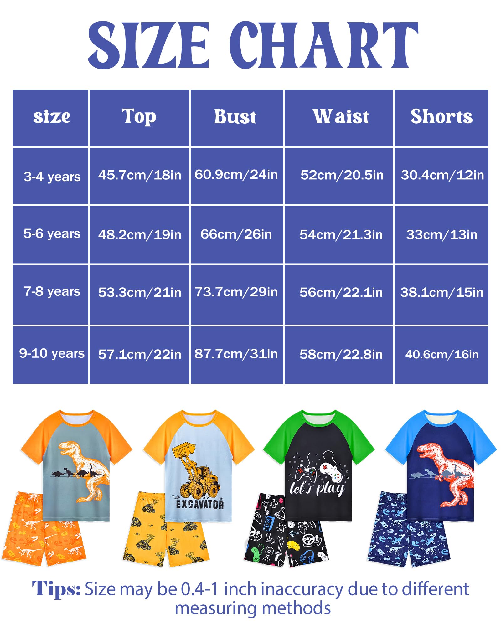 PASHOP Boys Pajamas Little Boys Summer Pajamas 2 Piece Short Sleeve Top and Shorts Sets Kids Pjs Sleepwears 3-10 Years