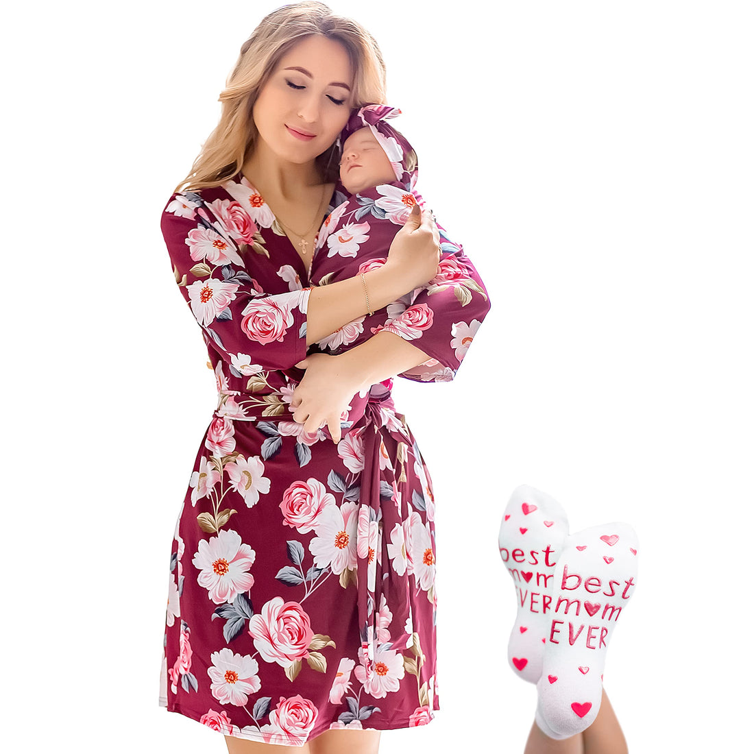 Mommy and Me Robe and Swaddle Set | Maternity Robe Matching Baby Girl, Boy