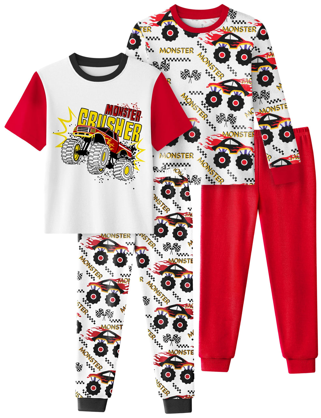 Yoofoss Toddler Pajamas 100% Organic Cotton Girls Boys Pajamas for Kids 4 Piece Snug Fit Long & Short Sleeves Pjs Set