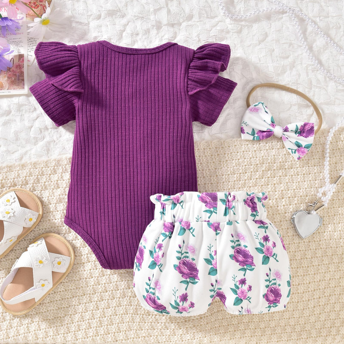 Aalizzwell Baby Girls Ribbed Bodysuit Bloomer Shorts Outfits Summer Clothes WEBE CLOTHING