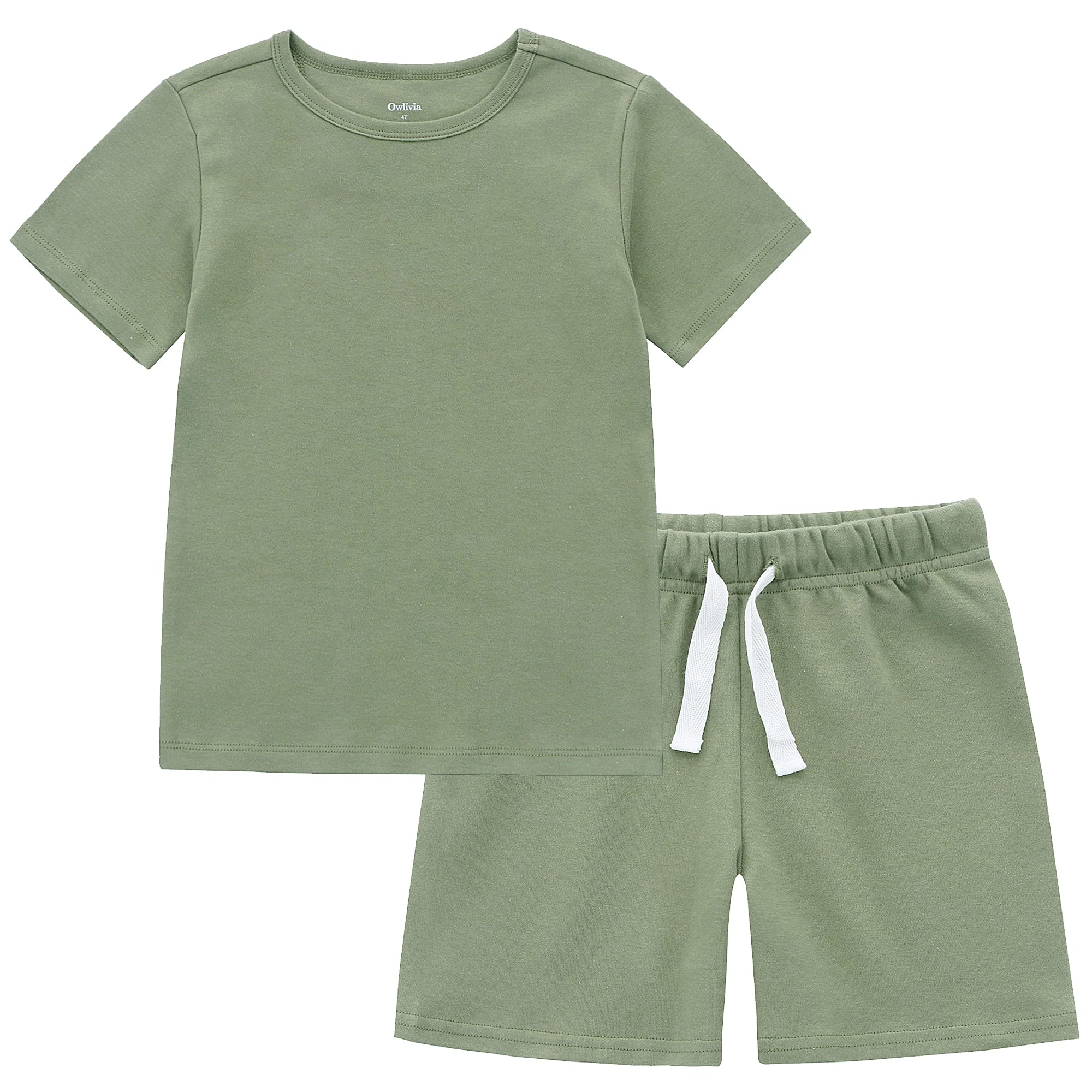 Owlivia 100% Organic Cotton Baby Short Sleeve Pajama Sets, Toddler Boy Girl 2-Piece Sleepwear