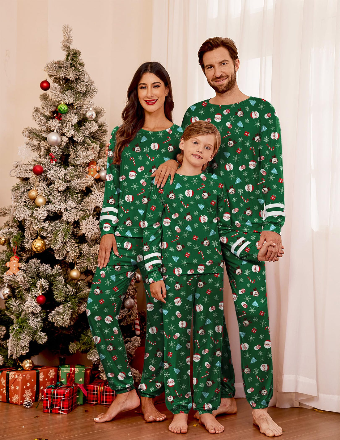 Ekouaer Family Christmas Pajamas Matching Sets Long Sleeve Couple Pjs Holiday Sleepwear Soft Loungewear with Pockets