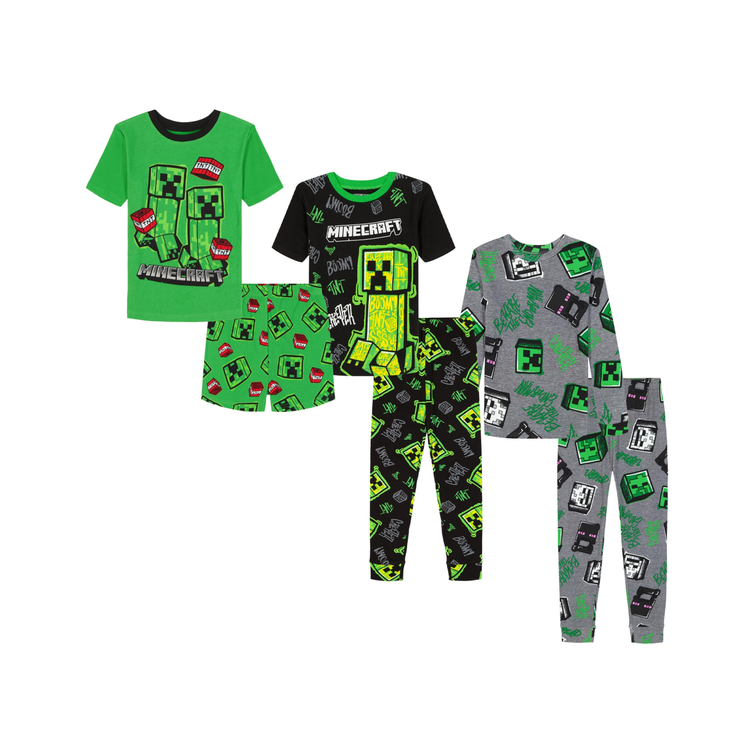 Minecraft Boys' 6-piece Snug-fit Cotton Pajama Set, Soft & Cute for Kids