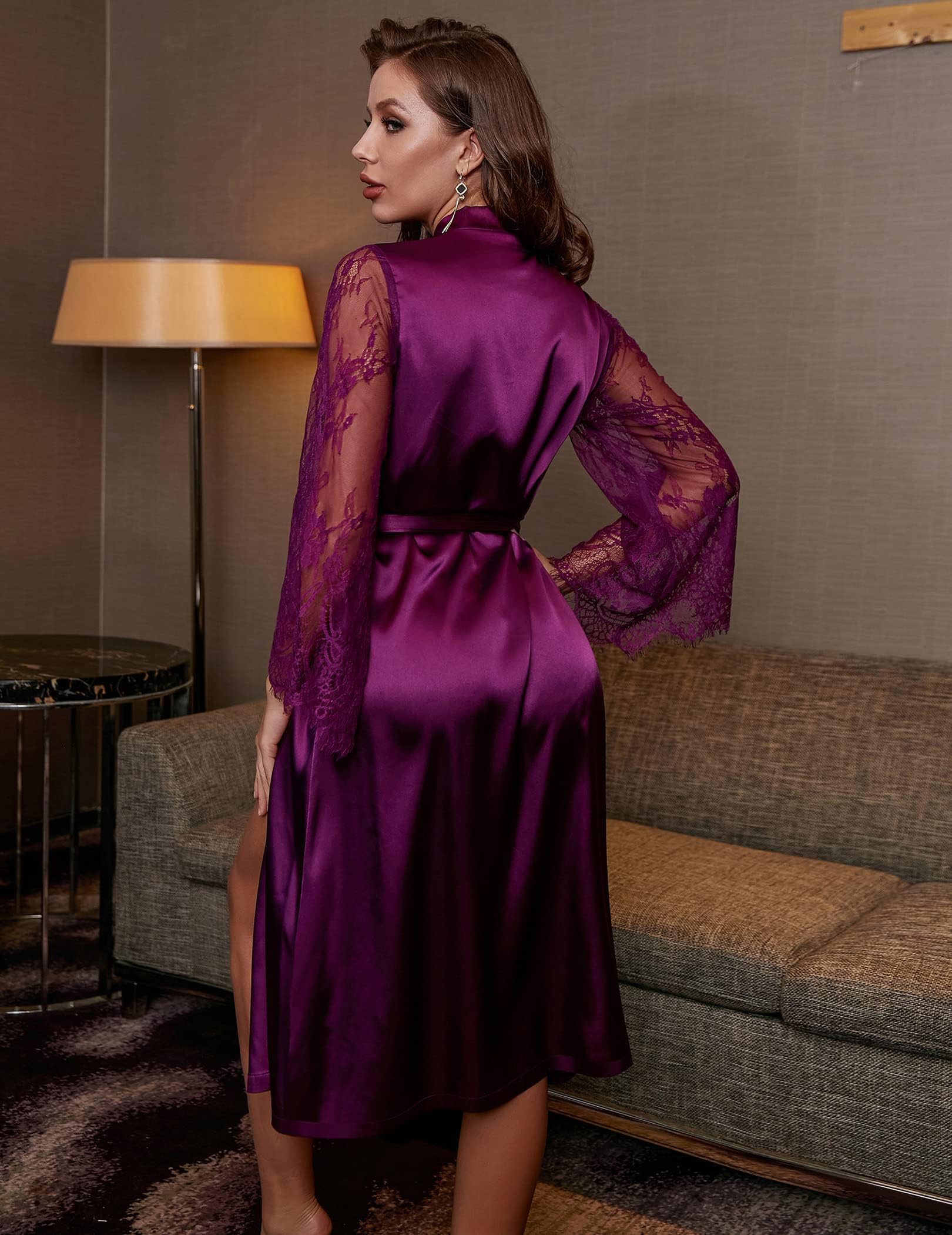 Eouaer Women's Satin Kimono Robe for Bridesmaid and Bride Wedding Party Getting Ready Short Robe WEBE CLOTHING