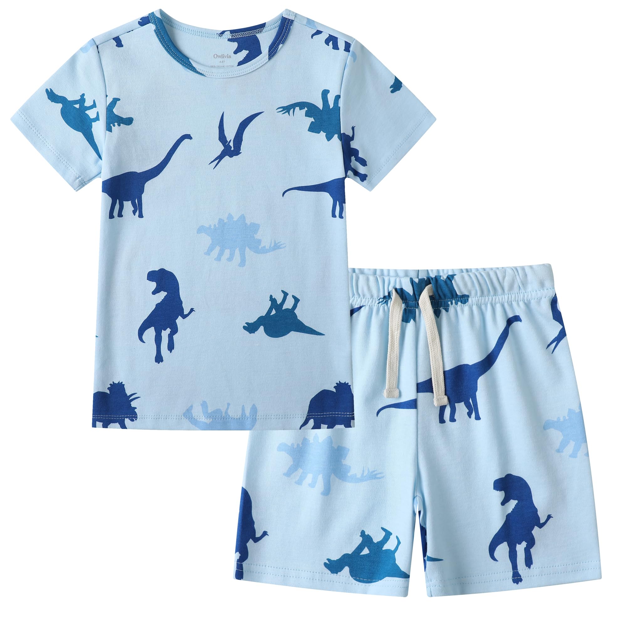 Owlivia 100% Organic Cotton Baby Short Sleeve Pajama Sets, Toddler Boy Girl 2-Piece Sleepwear