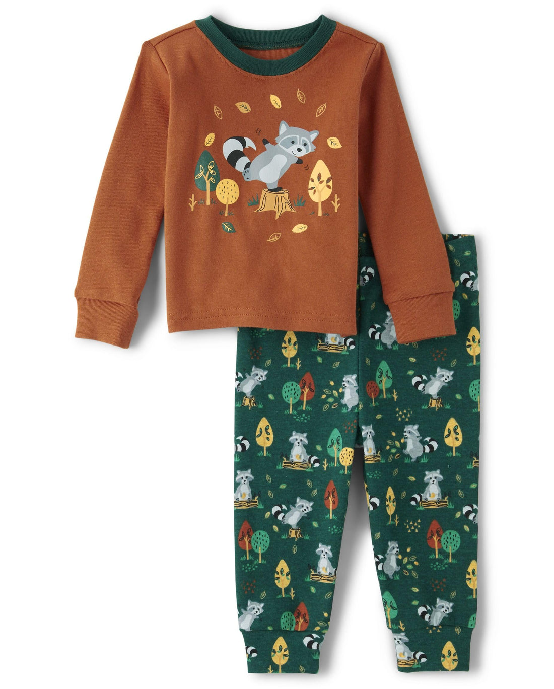 The Children's Place baby boys Button Long Sleeve Top and Pants Snug Fit 100% Cotton 2 Piece Pajama Set