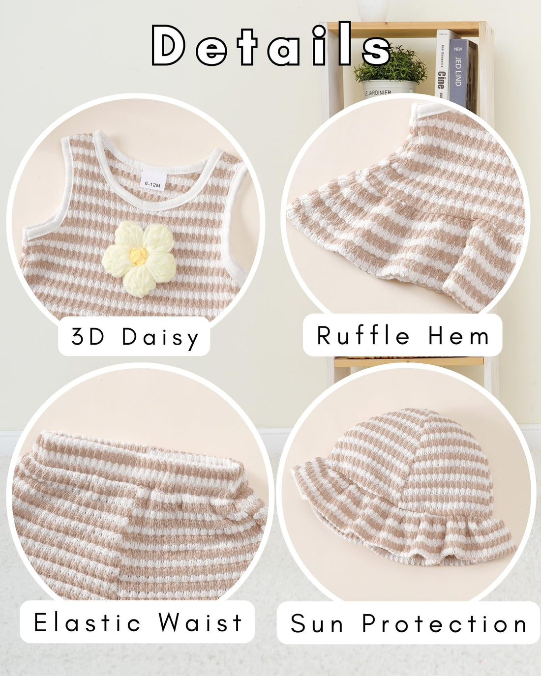 SODLON Baby Girl Clothes Infant Toddler Summer Outfits Clothing Sleeveless Ruffle Tank Top Shorts Sets with Hat for Girls WEBE CLOTHING