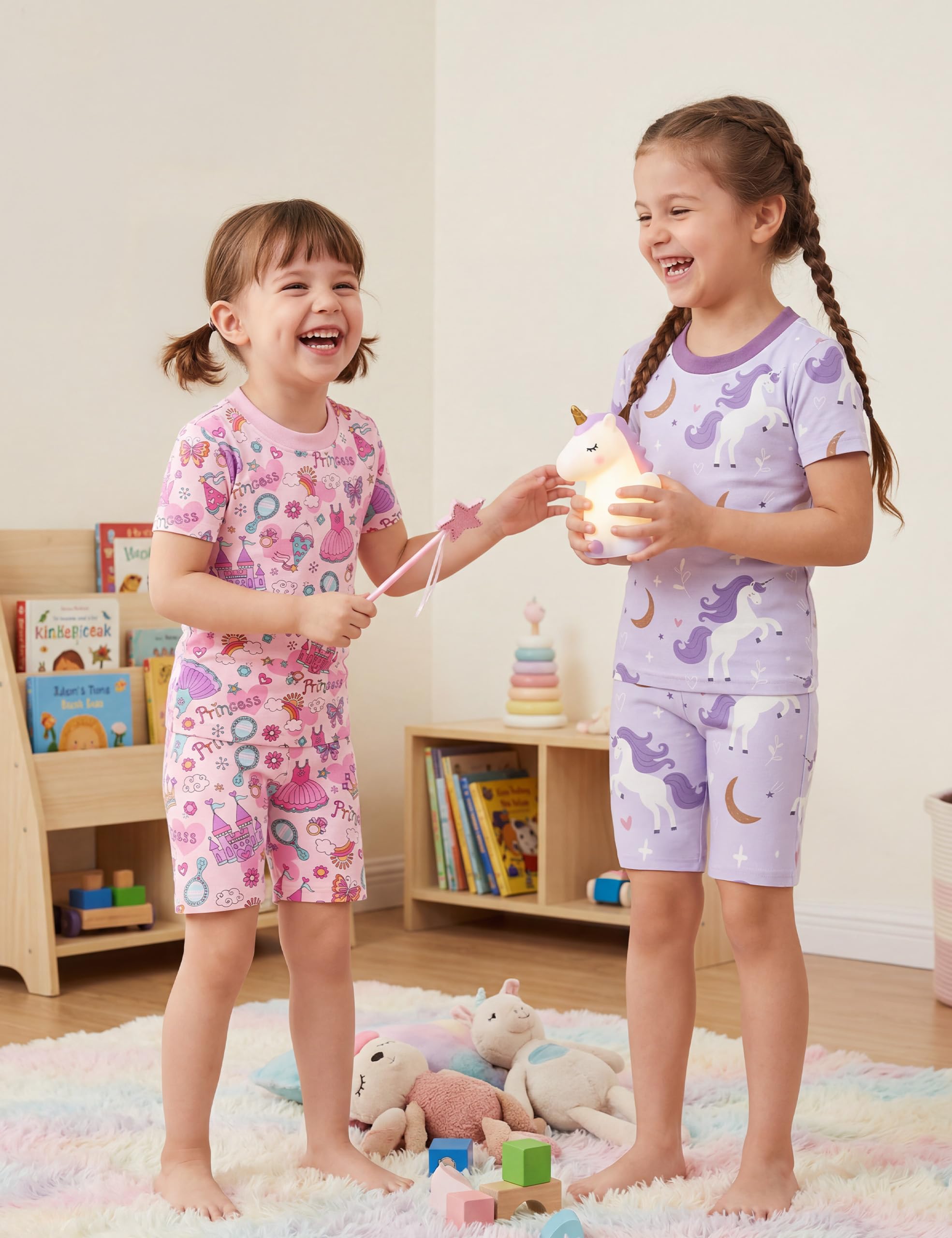 Yoofoss Toddler Pajamas Organic Cotton Baby Girl Boy Pajamas Summer Short Sleeve Kids Clothes Snug Fit Pjs Set 2 Piece