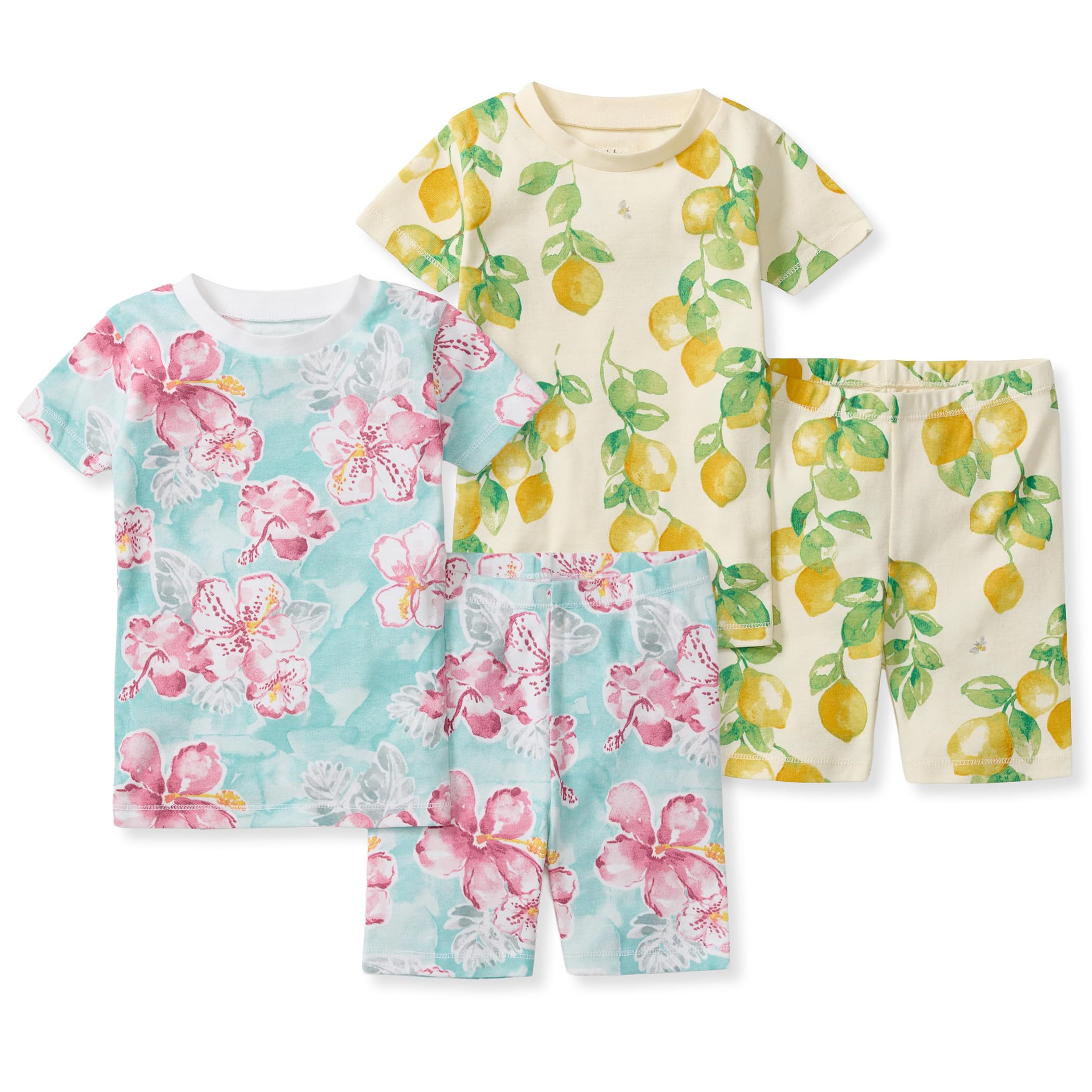 Burt's Bees Baby Unisex Cotton Pajamas, 2-Piece Short Sleeve Tee & Shorts
