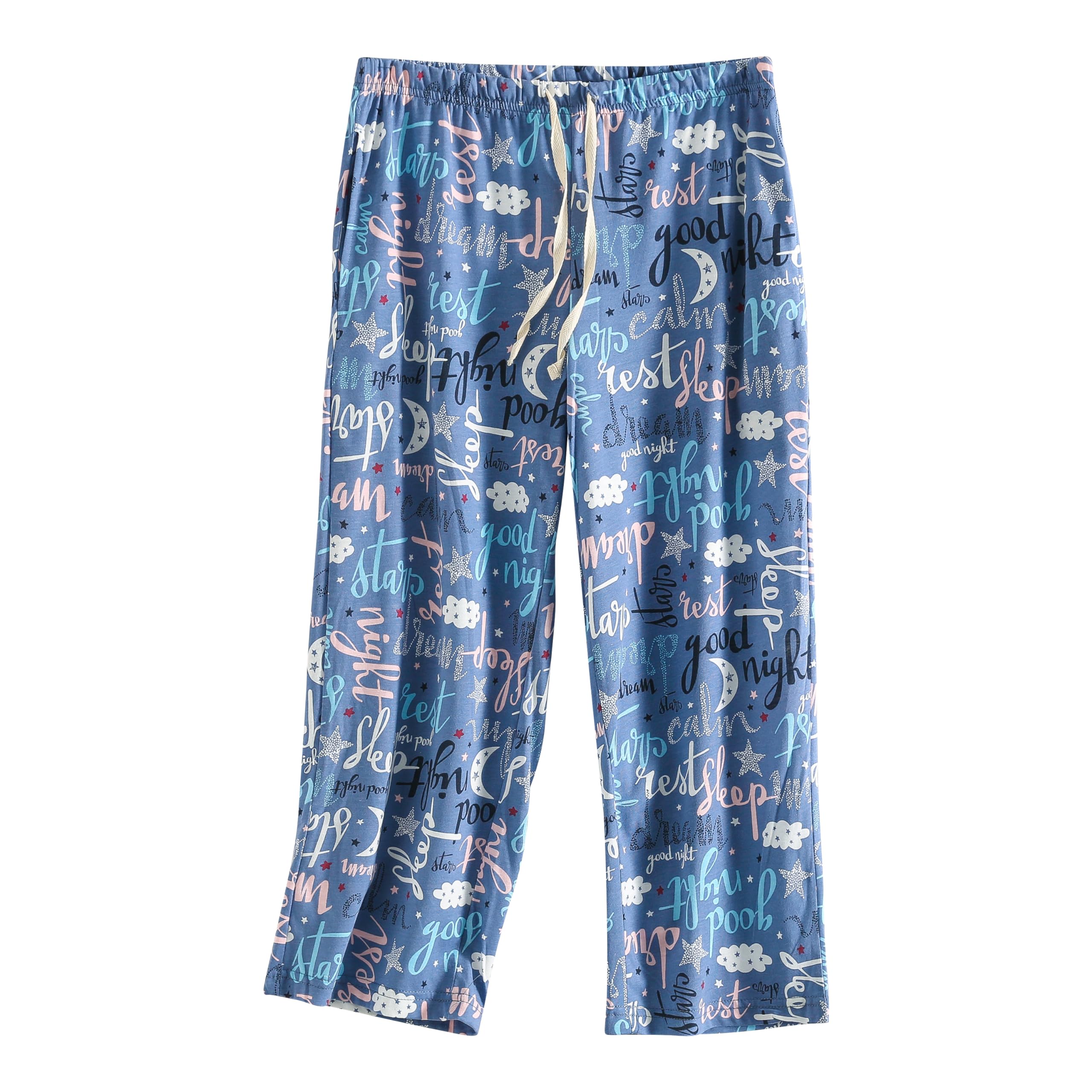 PNAEONG 3 Pack Women Pajama Pants Capri Length Drawstring Pj Bottoms Sleep Lounge Pants with Pockets S-3XL
