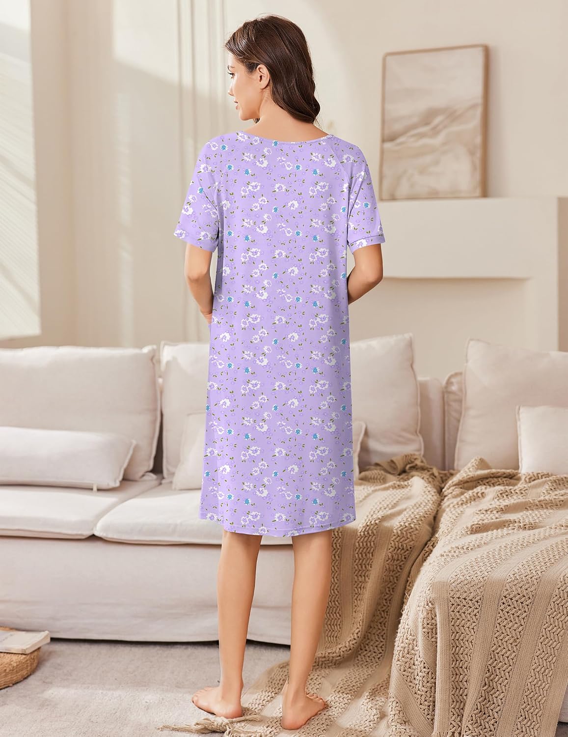 Ekouaer Women Zip Up Robe Bathrobe Lightweight House Coats with Pockets | House Coats for Women with Pockets, Short Sleeve Lightweight Robe for Women, Women's Floral Print Bathrobe, Short Summer Robe WEBE CLOTHING