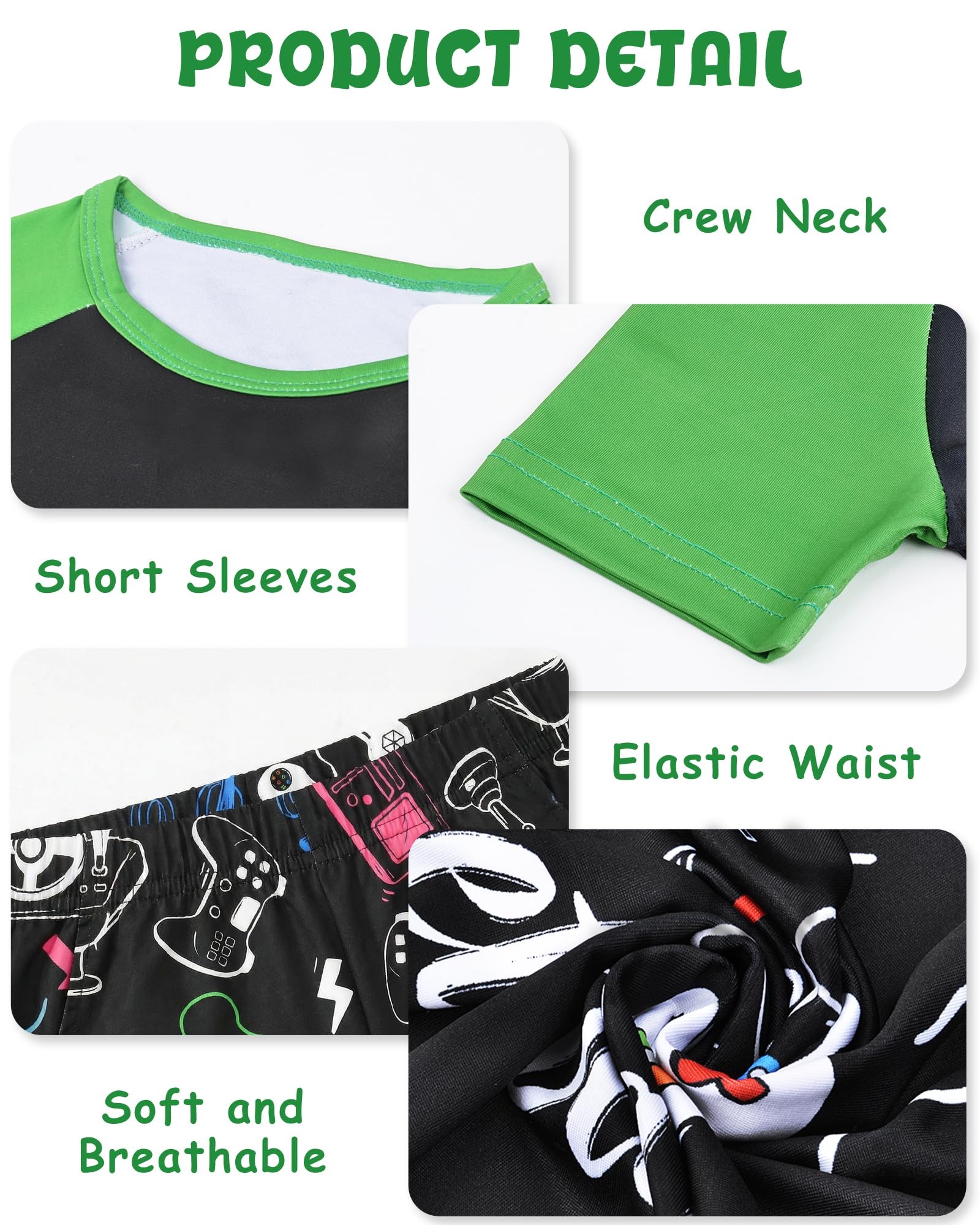 PASHOP Boys Pajamas Little Boys Summer Pajamas 2 Piece Short Sleeve Top and Shorts Sets Kids Pjs Sleepwears 3-10 Years