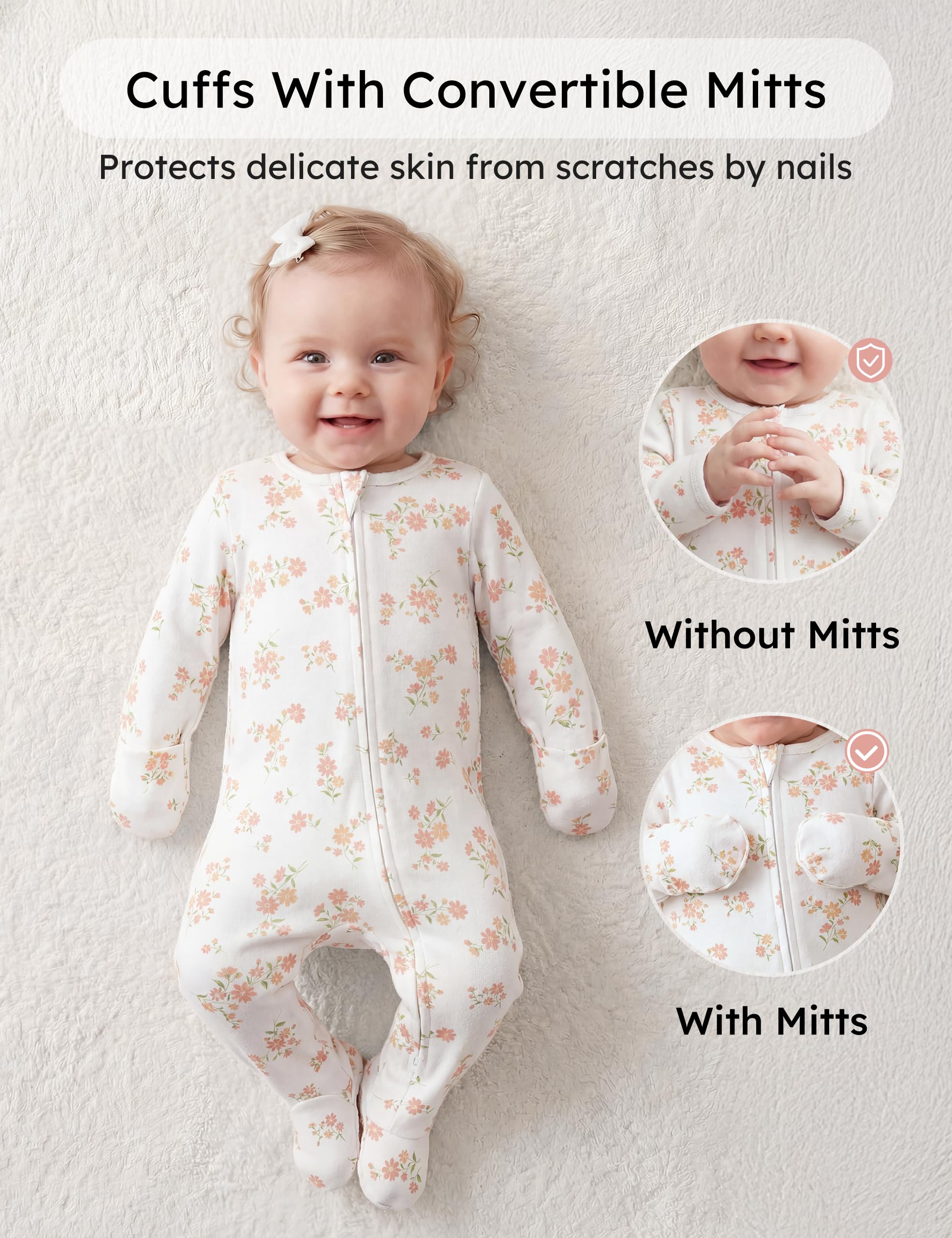 Yoofoss Baby Pajamas 100% Organic Cotton Baby Sleepers for Newborn 0-3 3-6 6-9 Months Boys Girl Clothes 3pcs Footed PJs