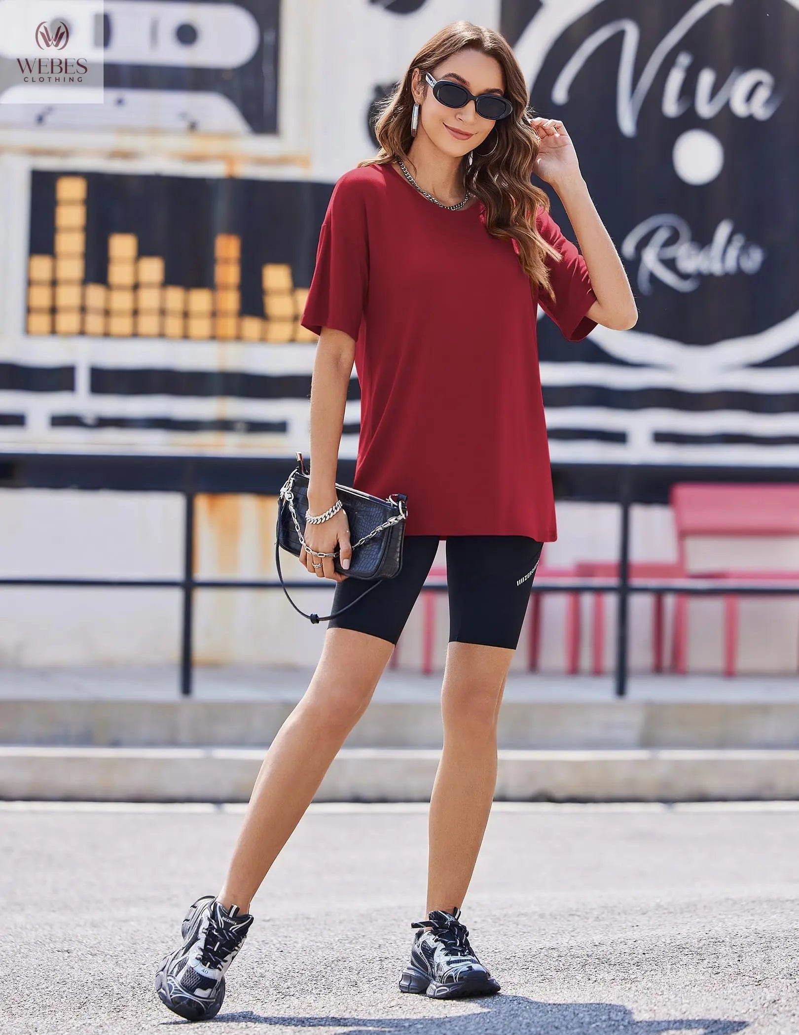 Ekouaer 2 Pack Womens Tops Short Sleeve Oversized T Shirts Summer Spring Tops 2025 Basic Casual Tee Top S-XXL