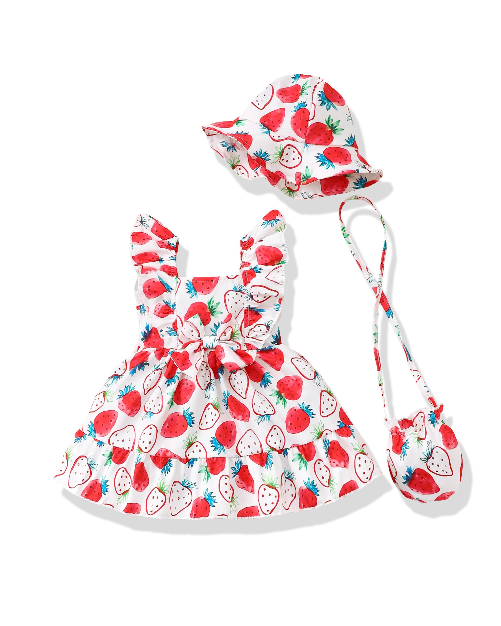 Renotemy Newborn Infant Baby Girl Dresses Summer Outfits Boho Casual Sundress Gifts Toddler Clothes for Girl with Hat and Bag WEBE CLOTHING