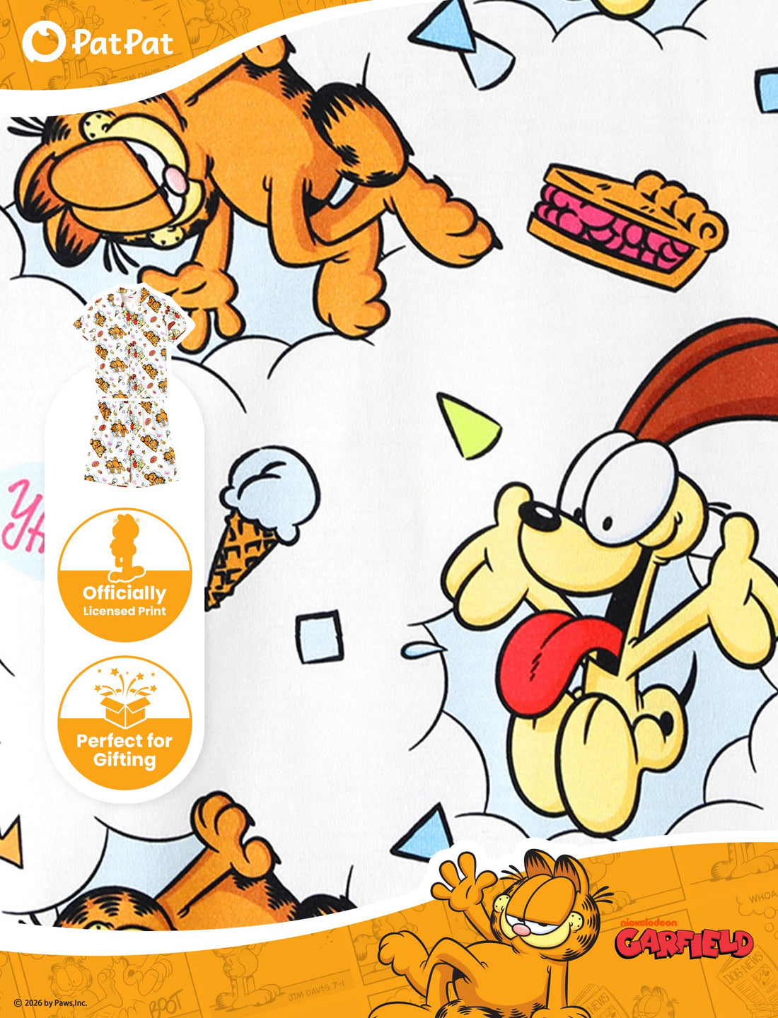 Paw Patrol Garfield SpongeBob Family Matching Classic Short Sleeve Cartoon Graphic Pajama Family Outfit