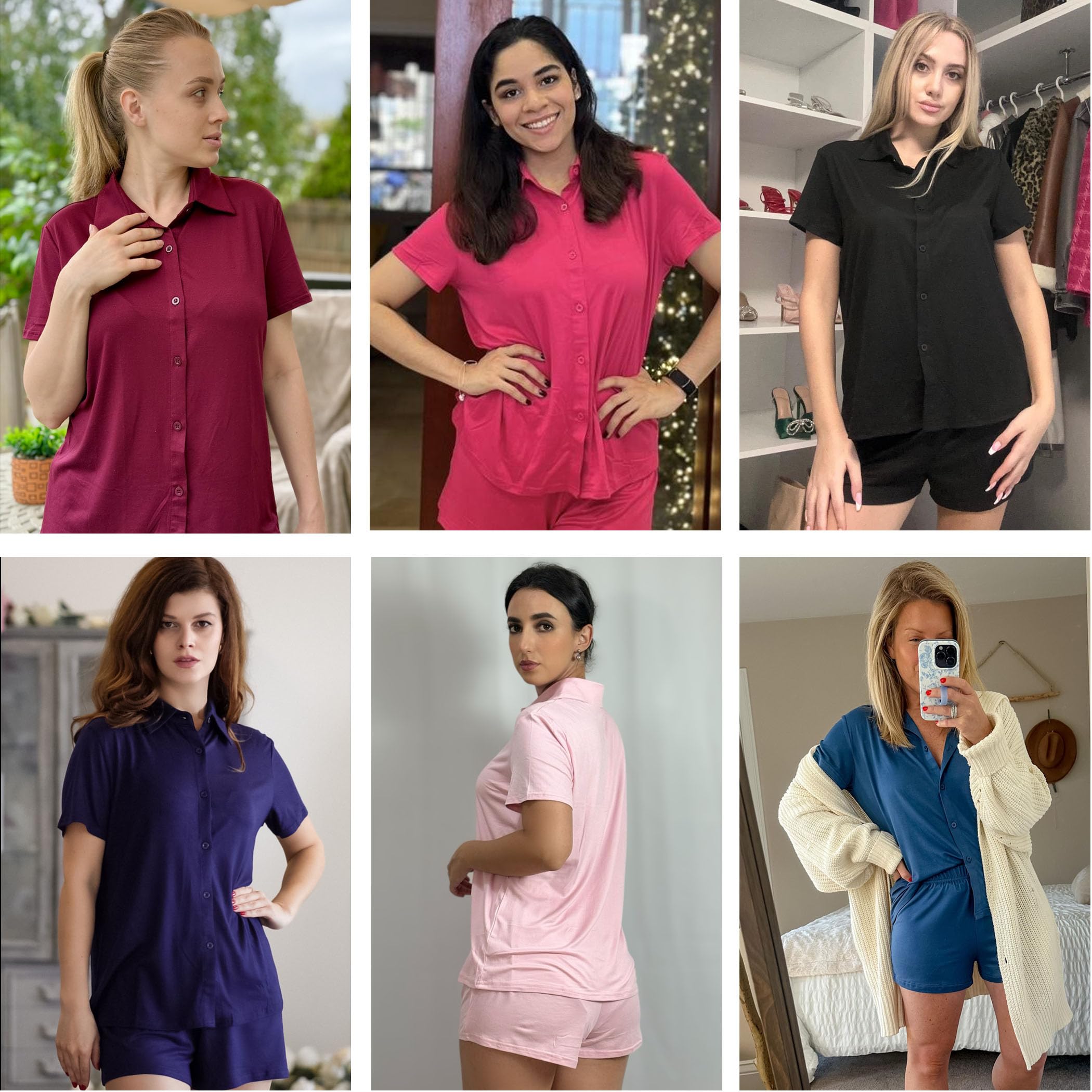 Ekouaer Pajama for Women Set Short Sleeve Button Down Pajamas Sets Soft Lounge Sets for Women Sleepwear PJS WEBE CLOTHING