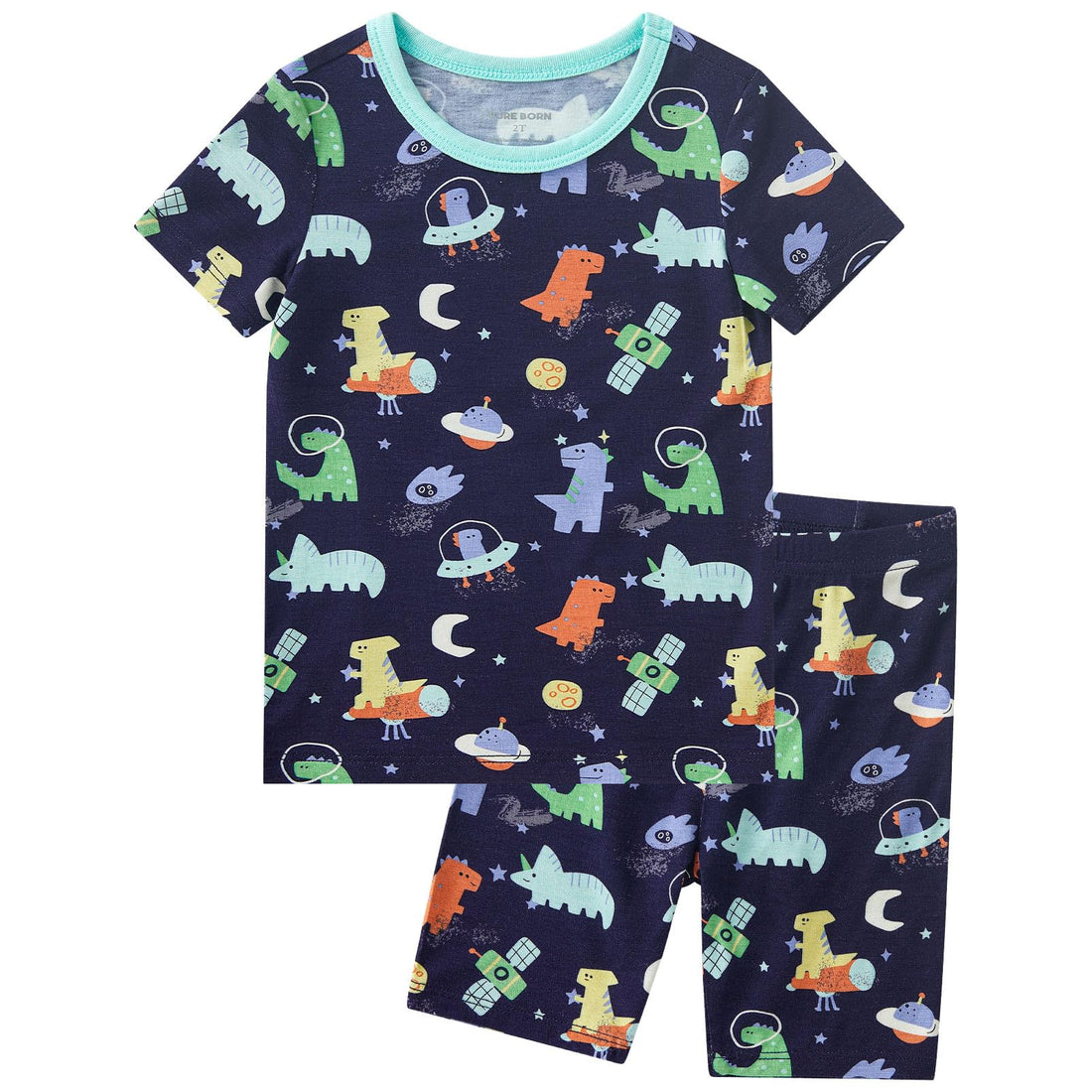 pureborn Baby Viscose from Bamboo Pajama Set Boys Sleepwear 12M-8Y | Short sleeve, cooling fabric, snug fit, buttery soft, gentle skin touch, stretch, breathable lightweight sleepwear