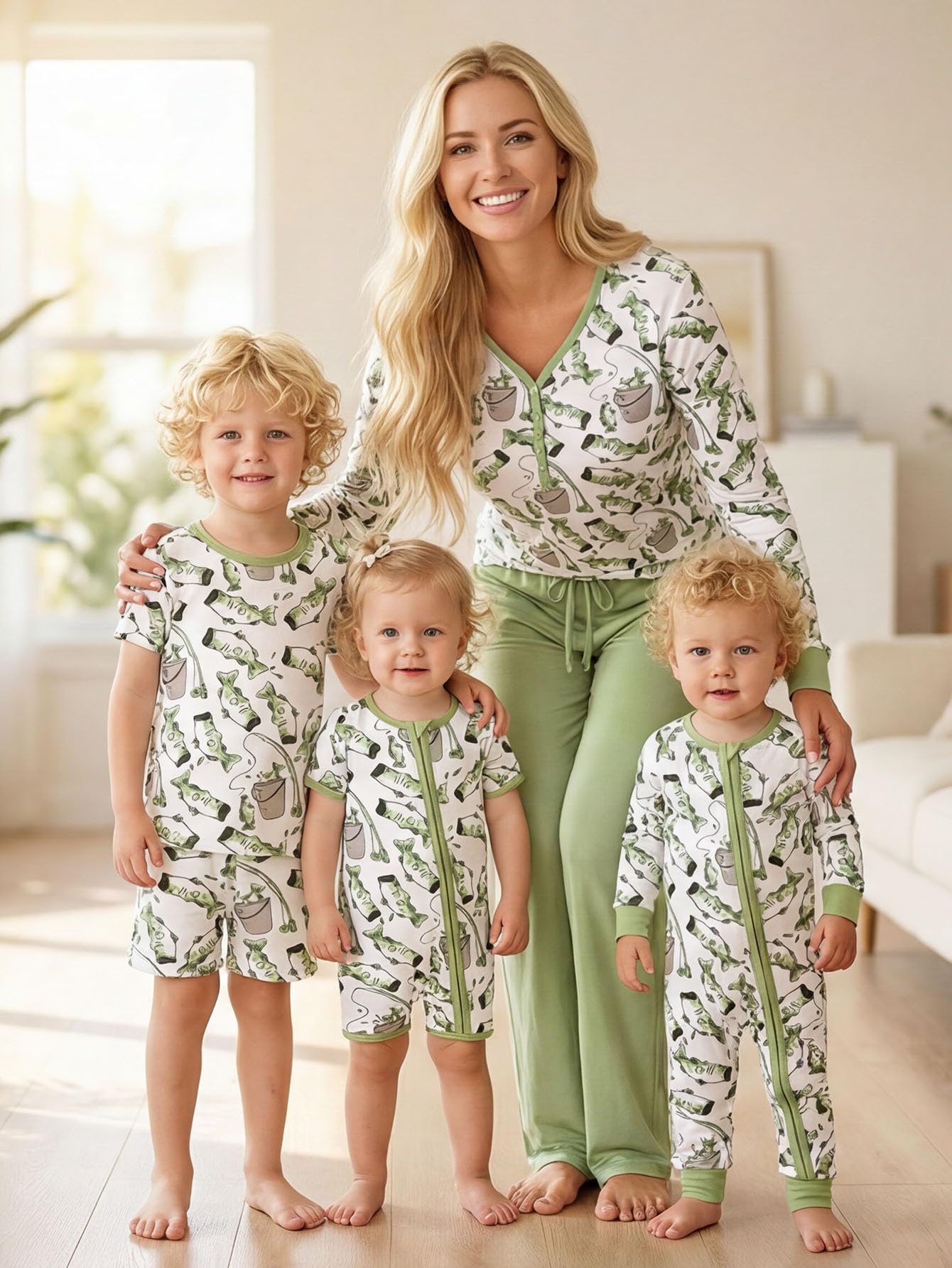 MOSSRIVER Family Pajamas Matching Sets Long Sleeve Henley Shirts Button Down Graphic Tops Cute Pjs Pants Sets Holiday Outfits