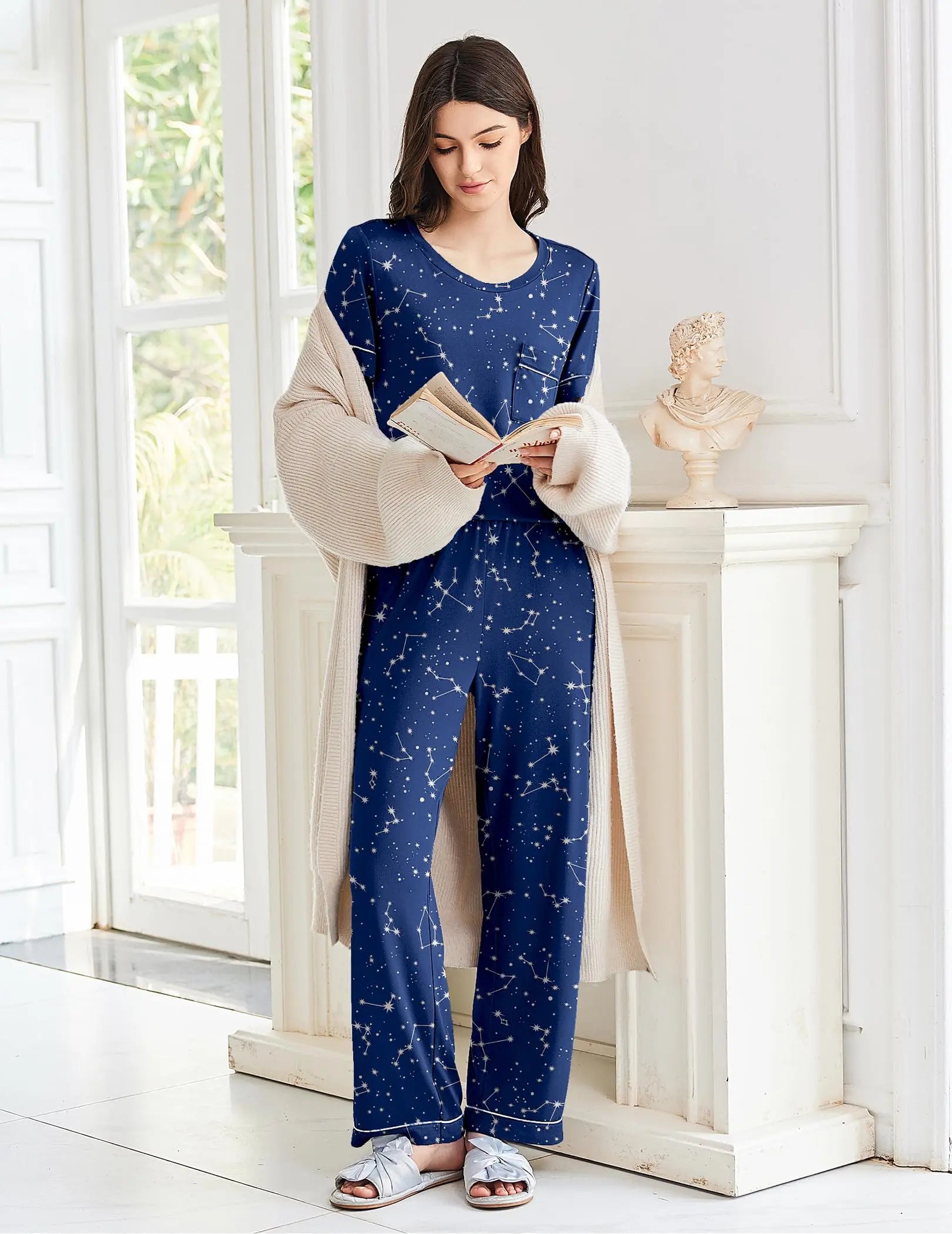 Ekouaer Womens Pajama Sets 2 Piece Pjs Sleepwear Comfy Lounge Set | Short Sleeve Top & Long Pants with Pockets,Soft Lightweight Stretchy Fabric,Summer Loungewear,Gift for Wife,Mom,Friends WEBE CLOTHING