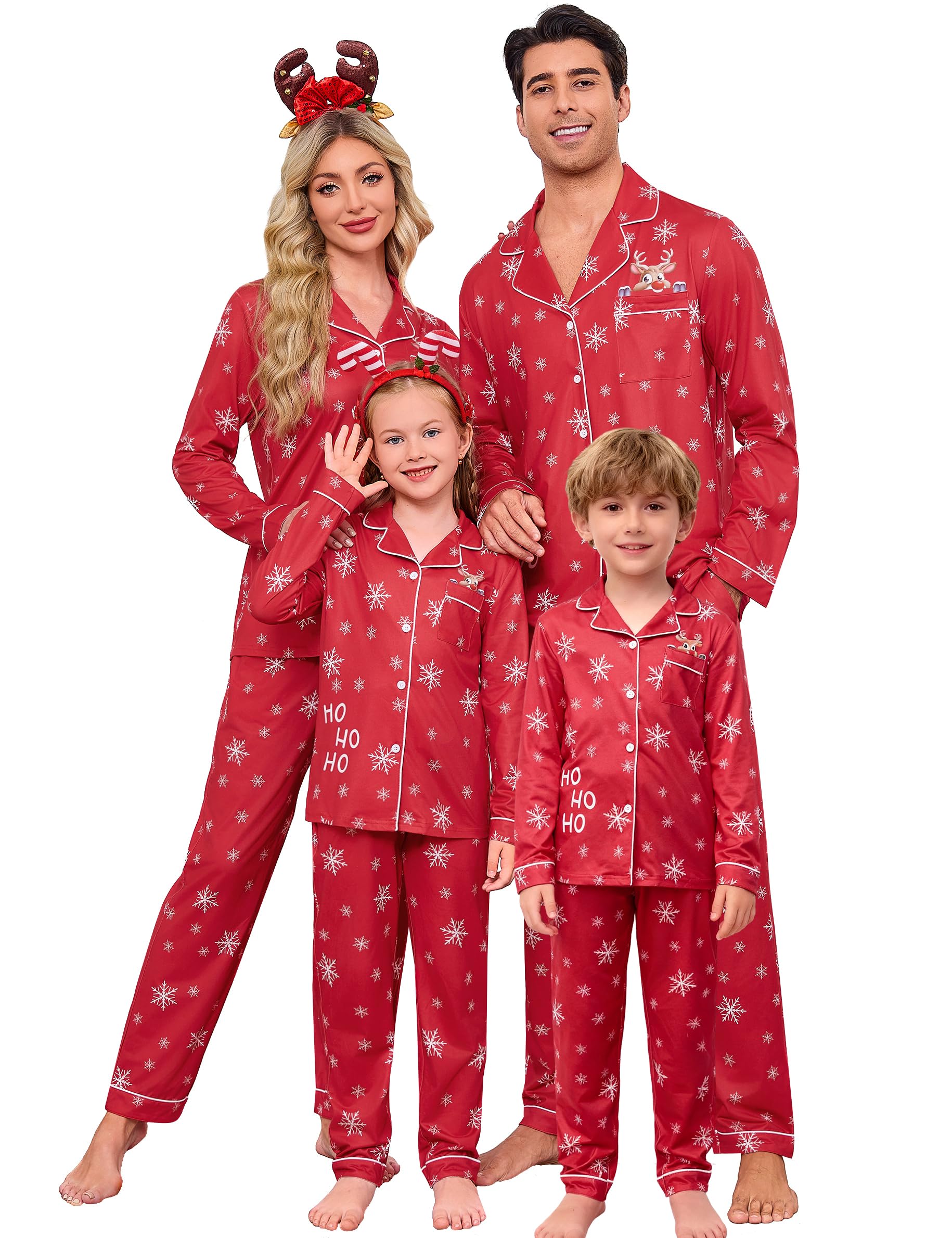 iClosam Christmas Family Matching Pajamas Long Sleeve Button Down Pj Set Festival Party Sleepwear