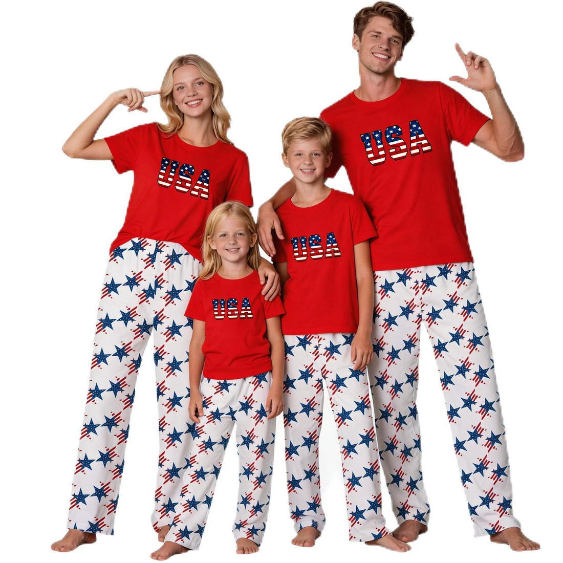 MI X TEE 250th Anniversary American Flag Matching Family Pajamas, 4th of July Shirts Pjs Set, Patriotic Sleepwear for Couples