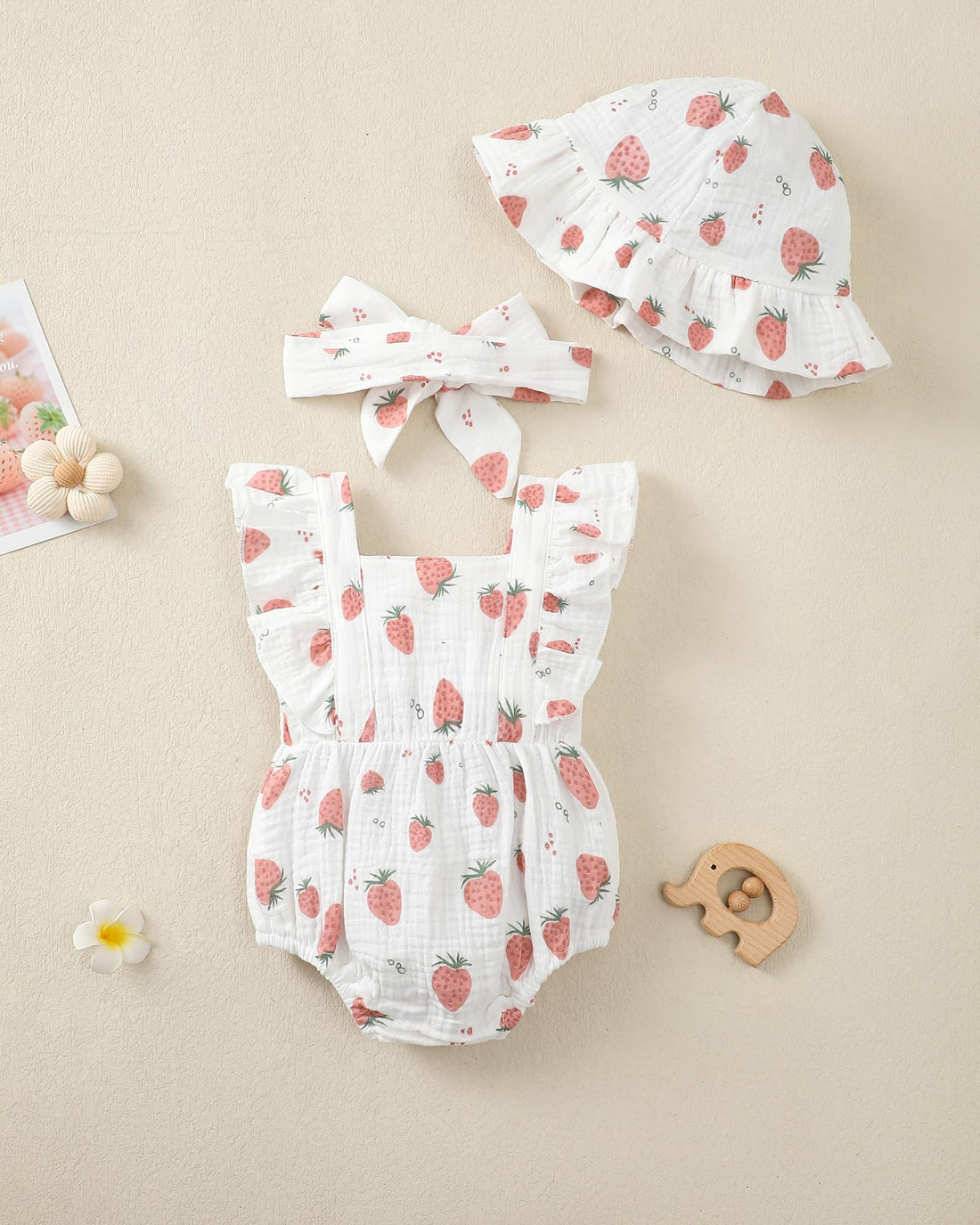 Renotemy Baby Girl Clothes Infant Summer Romper Cotton Linen Newborn Essentials Photography Preemie Outfits with Hat&Headband WEBE CLOTHING