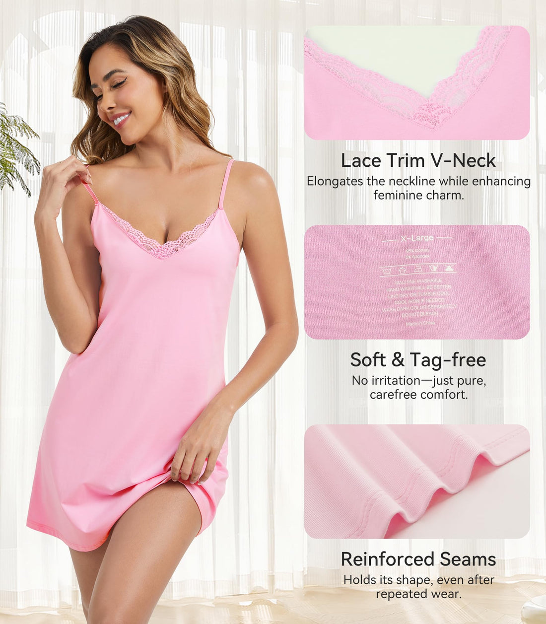 WiWi Women Cotton Sexy Lace Slip Nightgowns Spaghetti Strap Sleeveless Summer Sleep Dress Chemise lingerie sleepwear S-XXL WEBE CLOTHING
