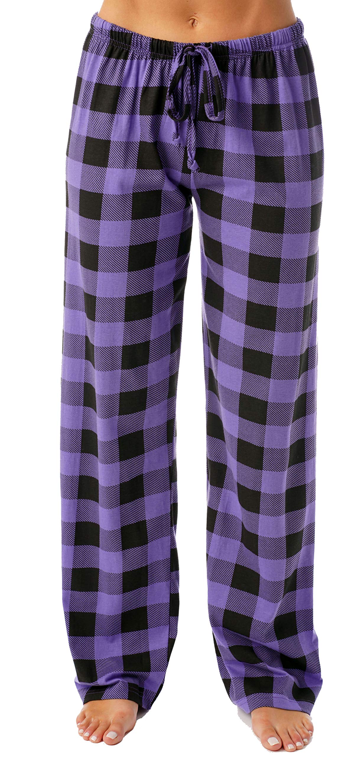 Just Love Women's Buffalo Plaid Pajama Pants, 100% Cotton Jersey Knit Sleep and Lounge PJ Bottoms