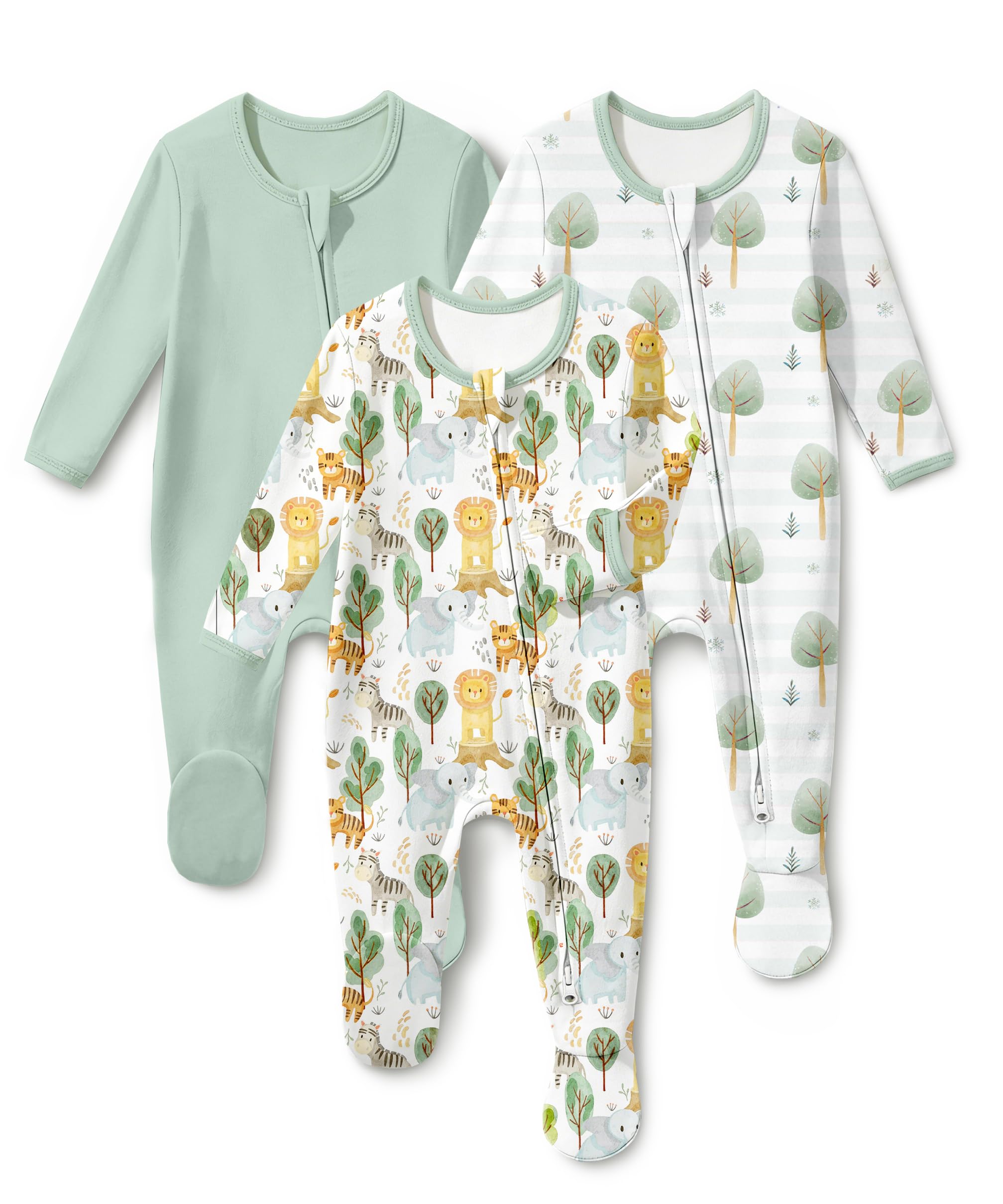 Baby Sleepers 3Pcs 100% Cotton Pajamas for Newborn 0-3 3-6 6-9 Months Boys Girls Clothes Sleep 'N Play Footed PJs