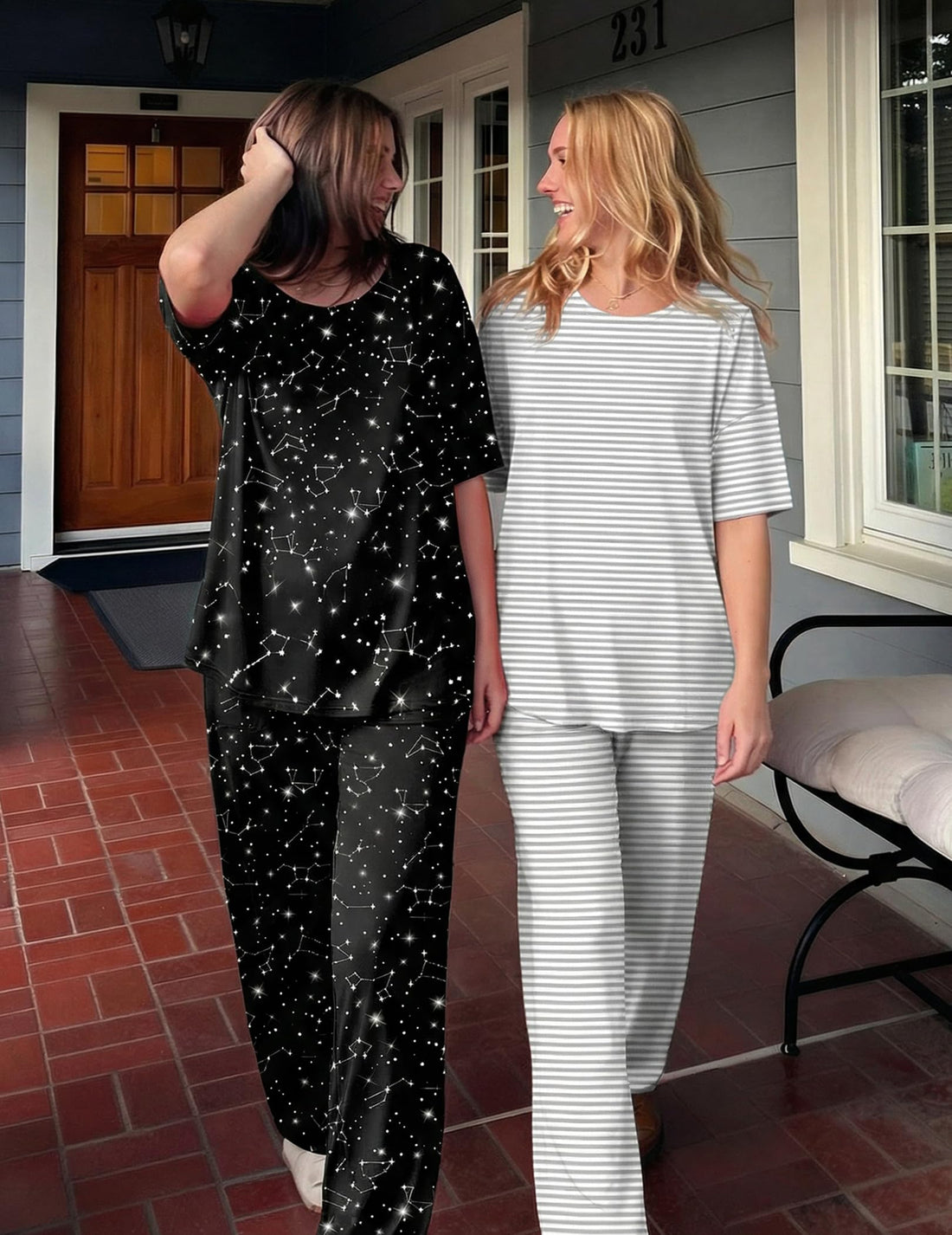 Ekouaer 2 Pack Womens Pajama Sets Short Sleeve Tops and Long Pants Casual Comfy Pjs Lounge Set with Pockets,S-XXL WEBE CLOTHING