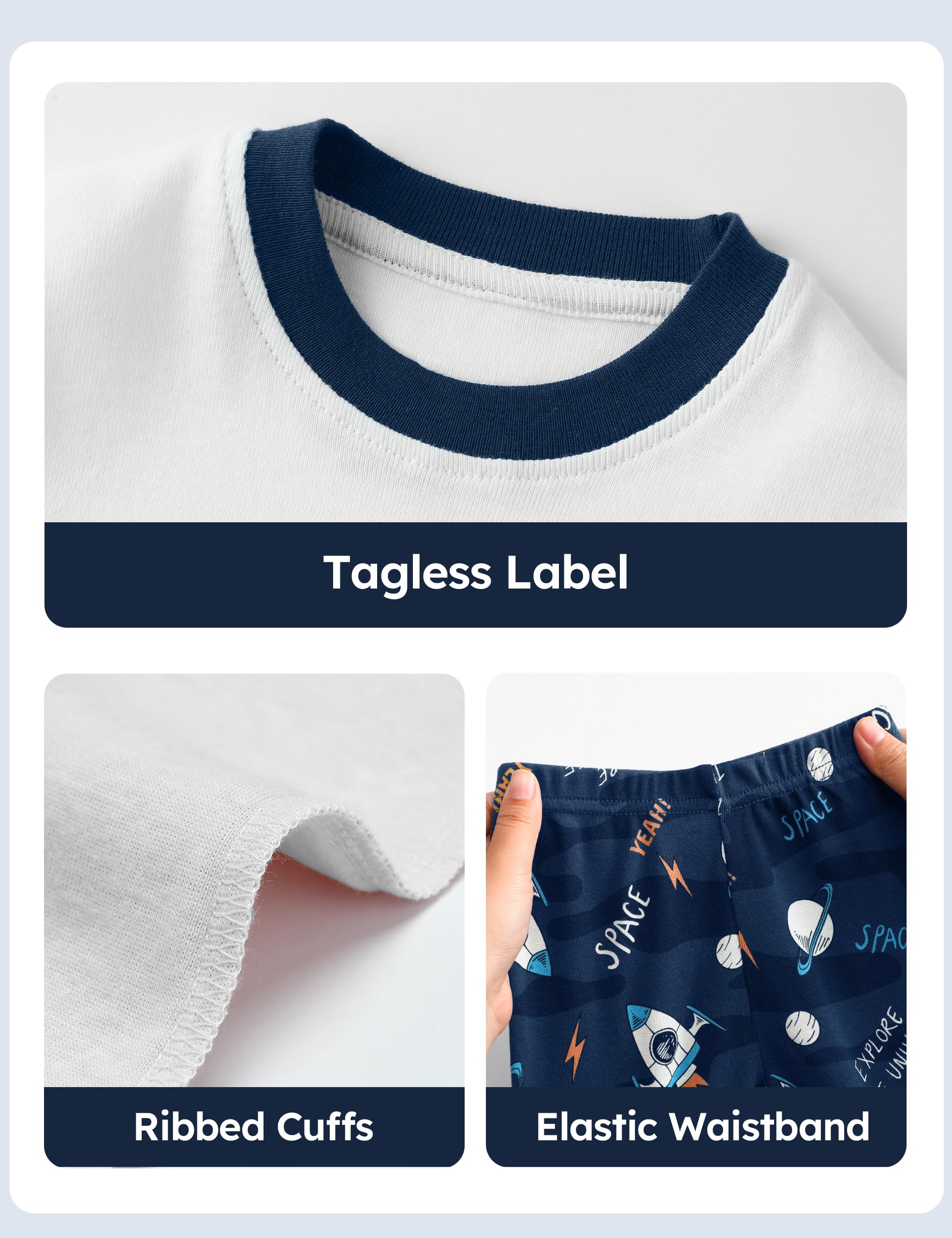 Yoofoss Toddler Pajamas Organic Cotton Baby Girl Boy Pajamas Summer Short Sleeve Kids Clothes Snug Fit Pjs Set 2 Piece