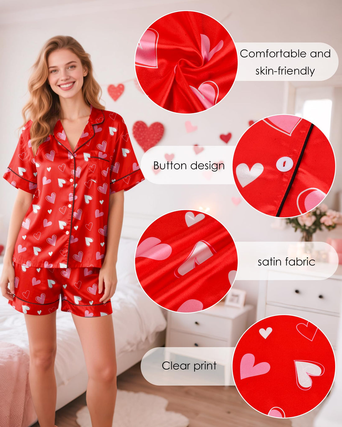 Silky Pajamas for Women Shorts Satin Pjs Button Down 2 Piece Cute Comfy Women's Sleepwear Lounge Set Summer S-XL WEBE CLOTHING