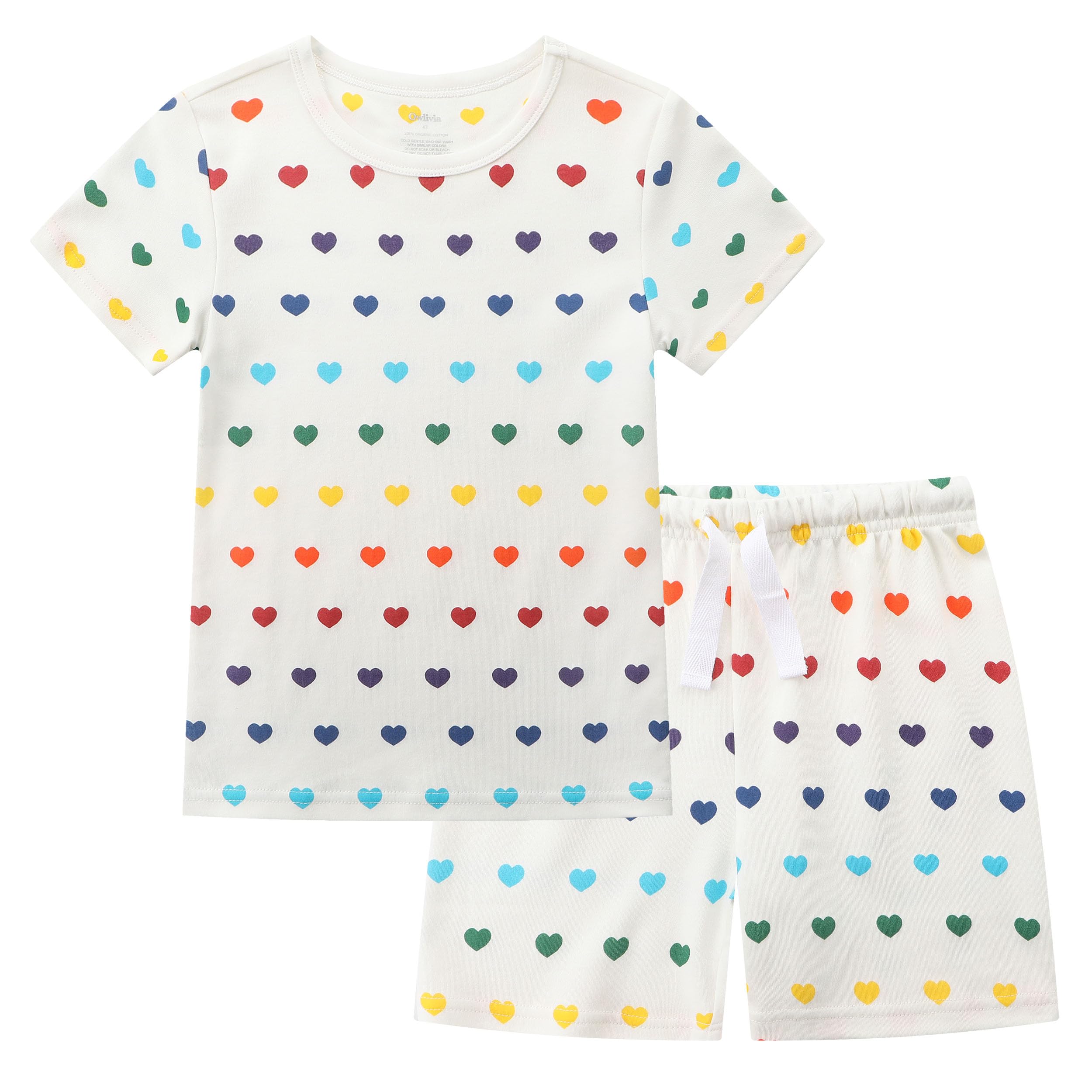 Owlivia 100% Organic Cotton Baby Short Sleeve Pajama Sets, Toddler Boy Girl 2-Piece Sleepwear