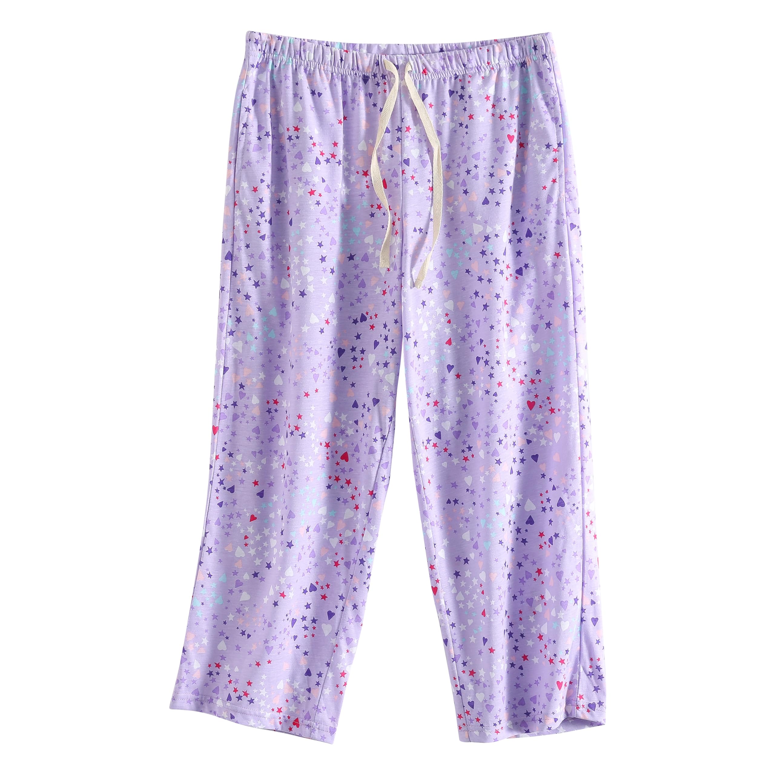 PNAEONG 3 Pack Women Pajama Pants Capri Length Drawstring Pj Bottoms Sleep Lounge Pants with Pockets S-3XL