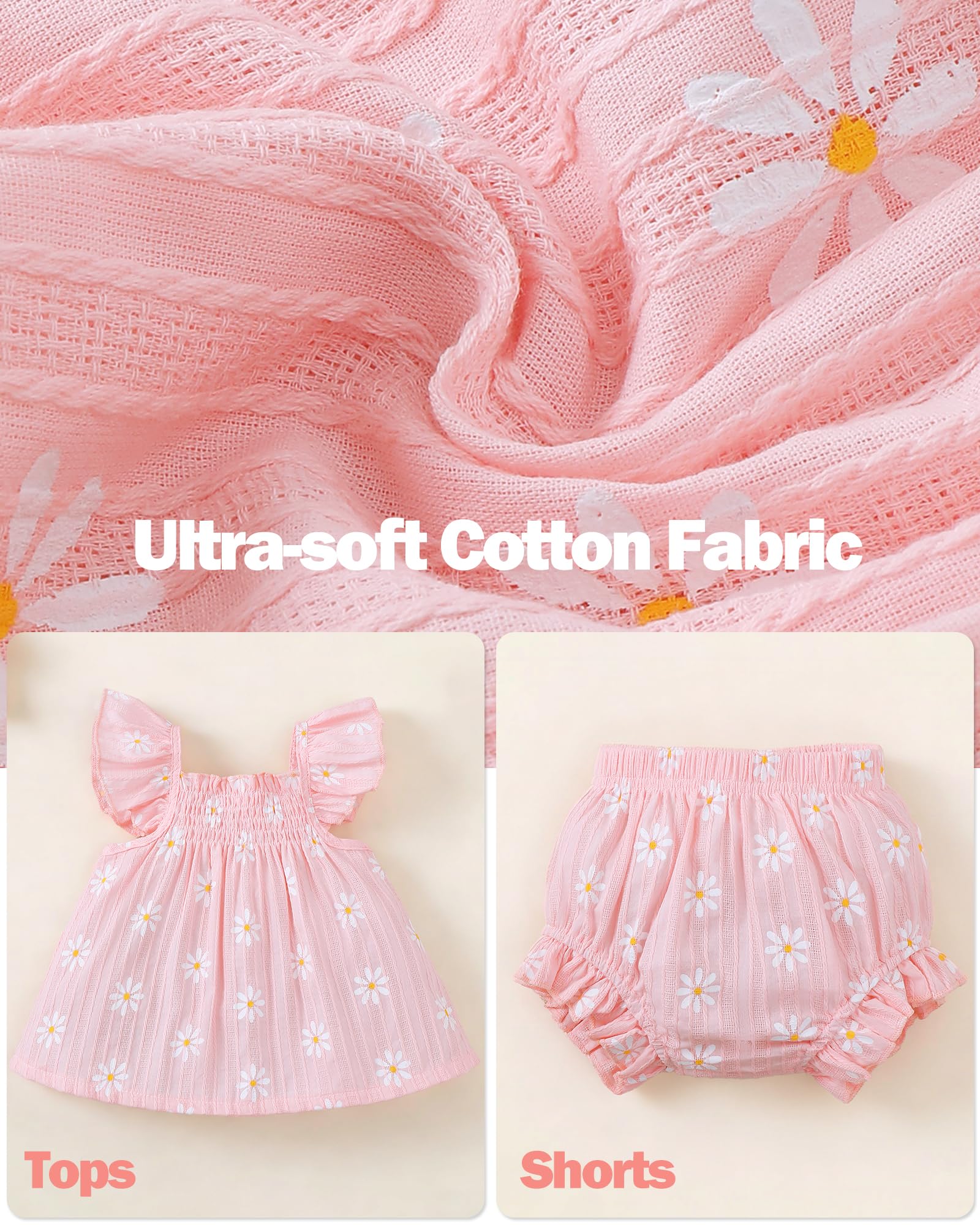 Jecson Newborn Baby Girl Summer Clothes Infant Girl Outfits Sleeveless Ruffle Top and Bloomers Shorts Set 0 3 6 12 Month WEBE CLOTHING
