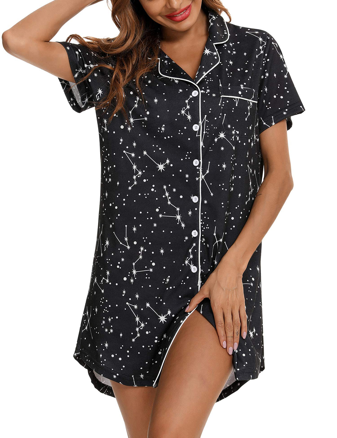 Senert Nightgowns for Women Short/Long Sleeve Sleep Shirt Button Down Night Gowns Maternity Pajamas Nursing Dress Sleepwear WEBE CLOTHING