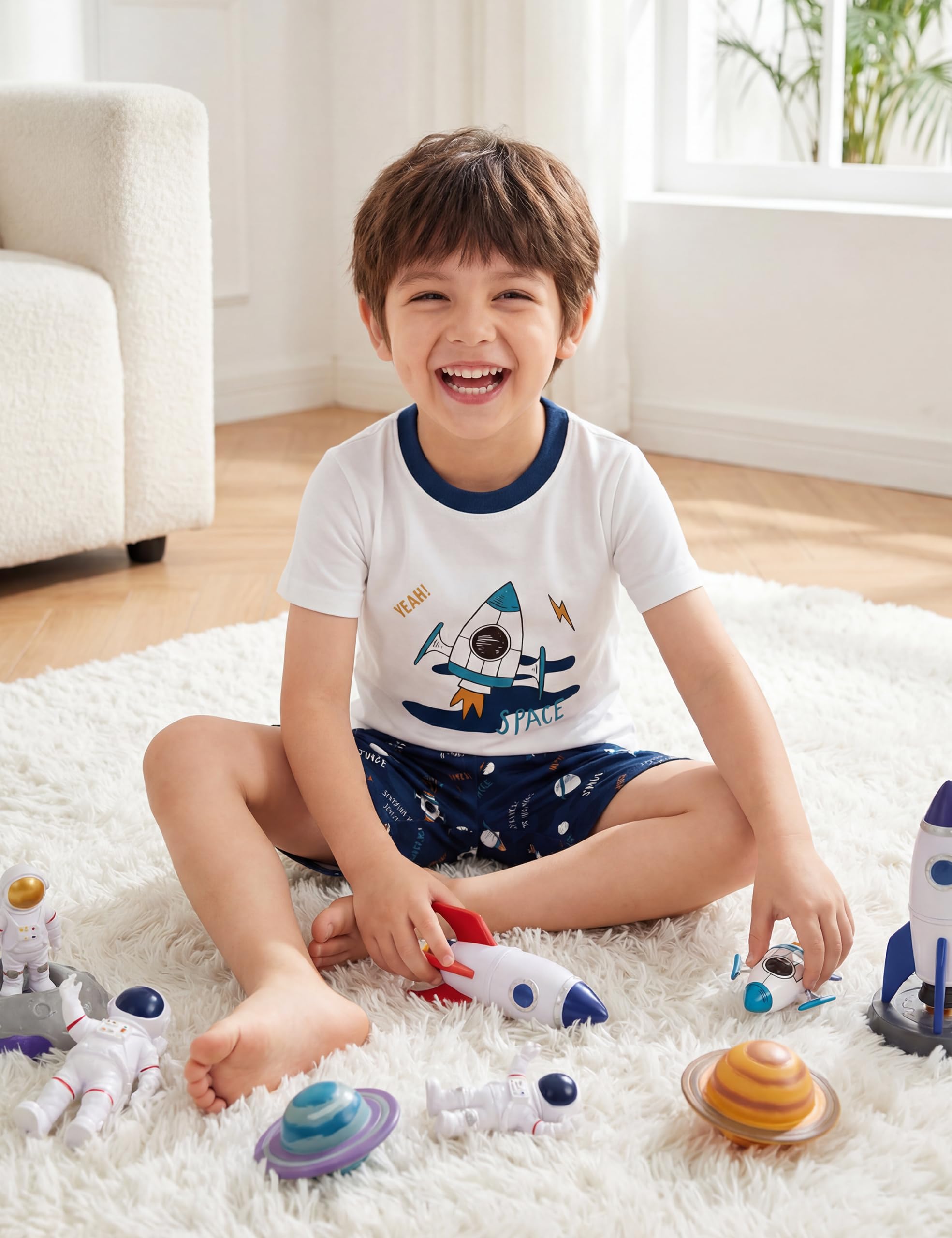 Yoofoss Toddler Pajamas Organic Cotton Baby Girl Boy Pajamas Summer Short Sleeve Kids Clothes Snug Fit Pjs Set 2 Piece
