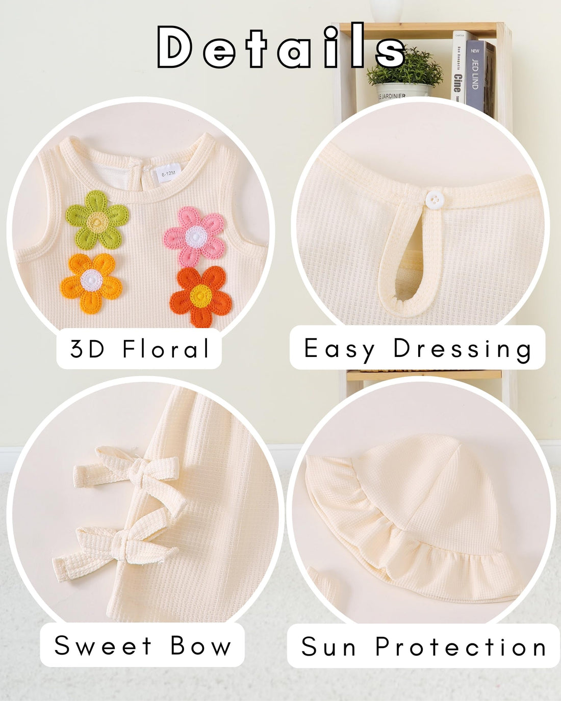 SODLON Baby Girl Clothes Infant Toddler Summer Outfits Clothing Sleeveless Ruffle Tank Top Shorts Sets with Hat for Girls WEBE CLOTHING