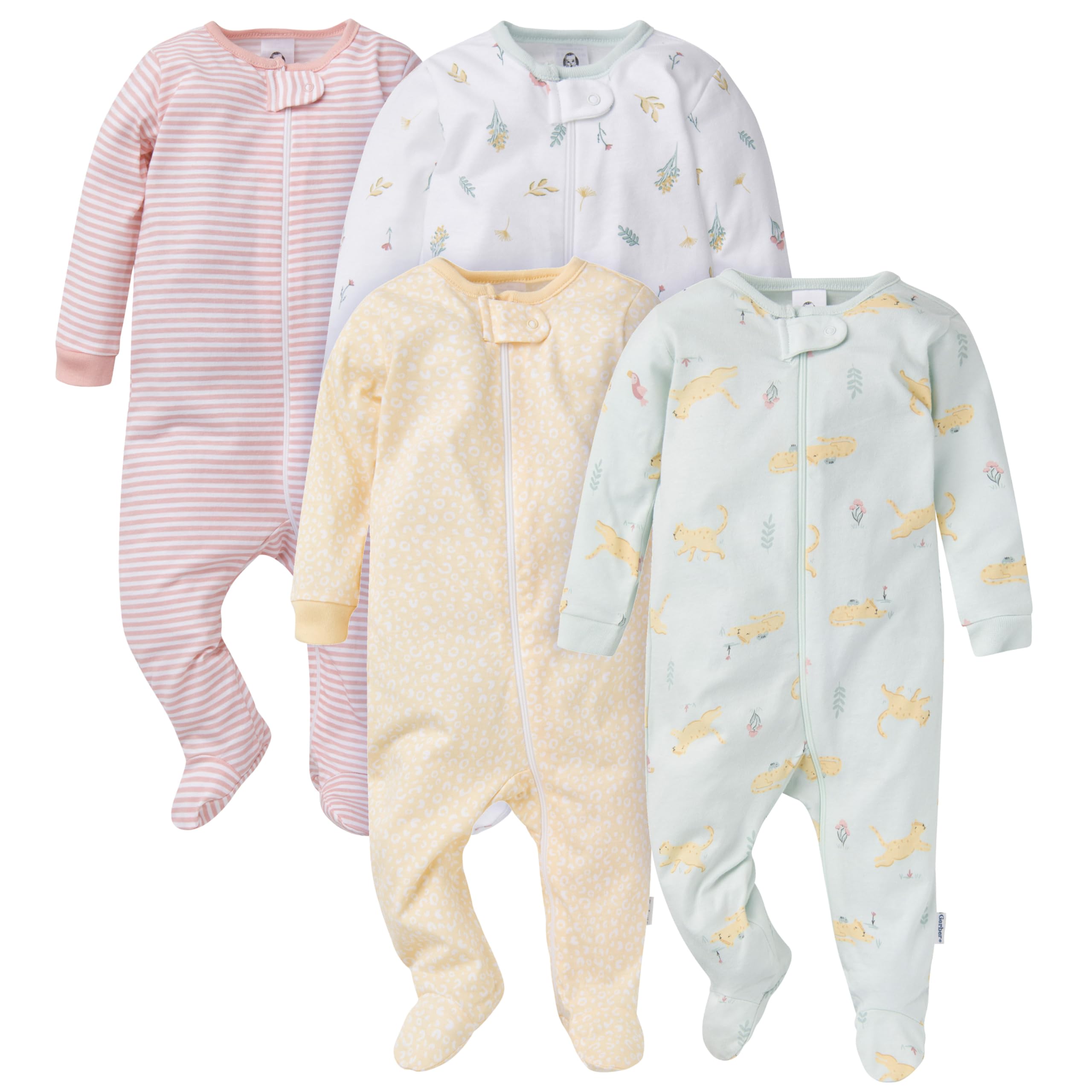 Gerber Baby Girls 4-Pack Sleep 'N Play Footie