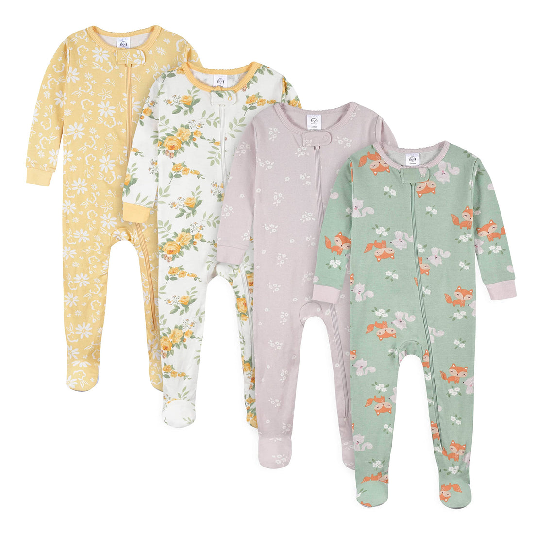 Gerber Baby Girls 4-pack Footed Pajamas