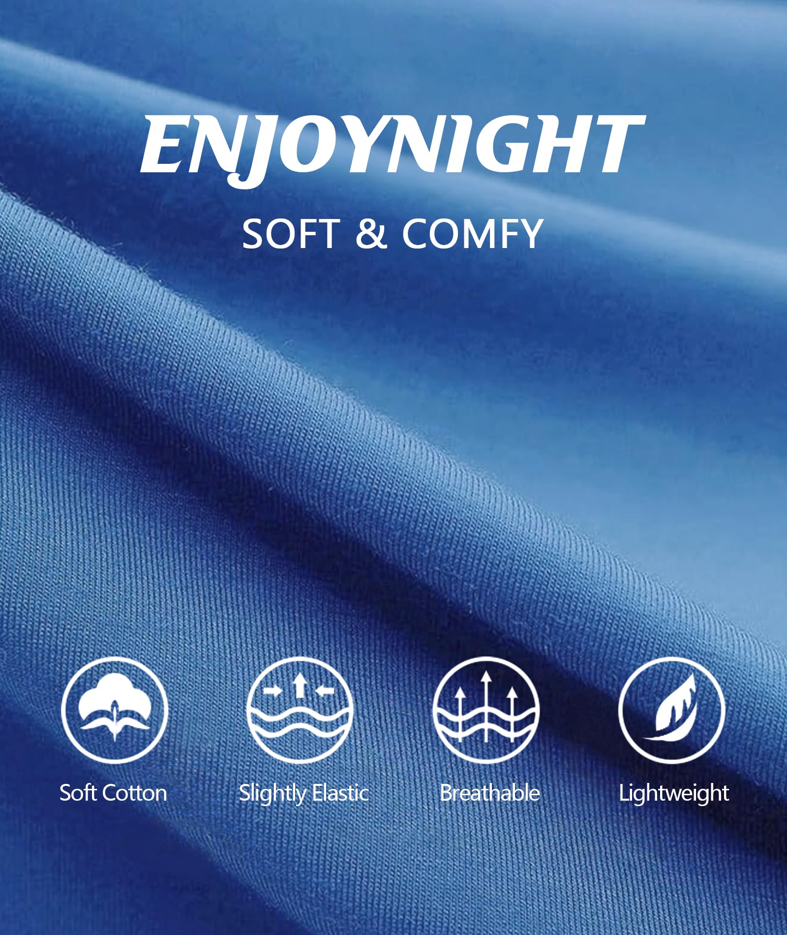 ENJOYNIGHT 2 Pack Womens Pajama Tops Cotton T-Shirt V-Neck Soft Sleep Pj Shirt Short Sleeves