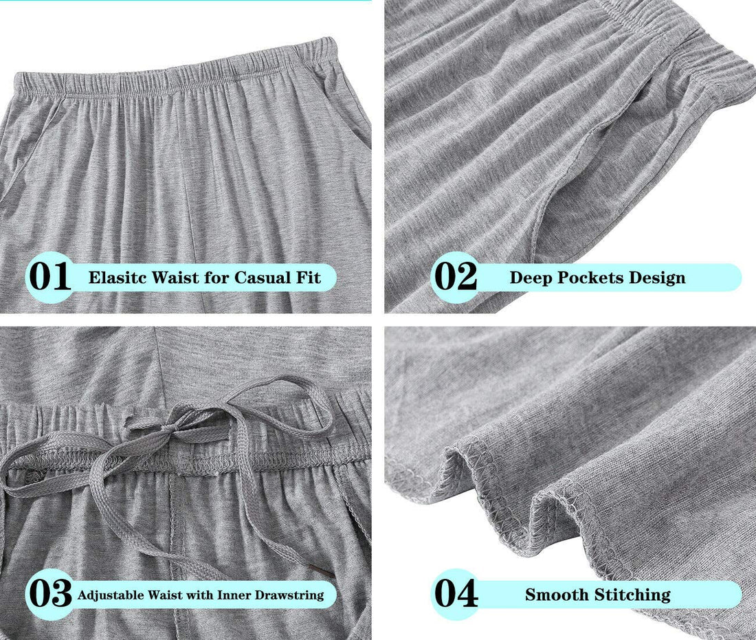 JINSHI Womens Pajama Pants with Pockets Soft Comfortable Lightweight Elastic Drawstring Modal Pajama Bottoms Lounge Pants