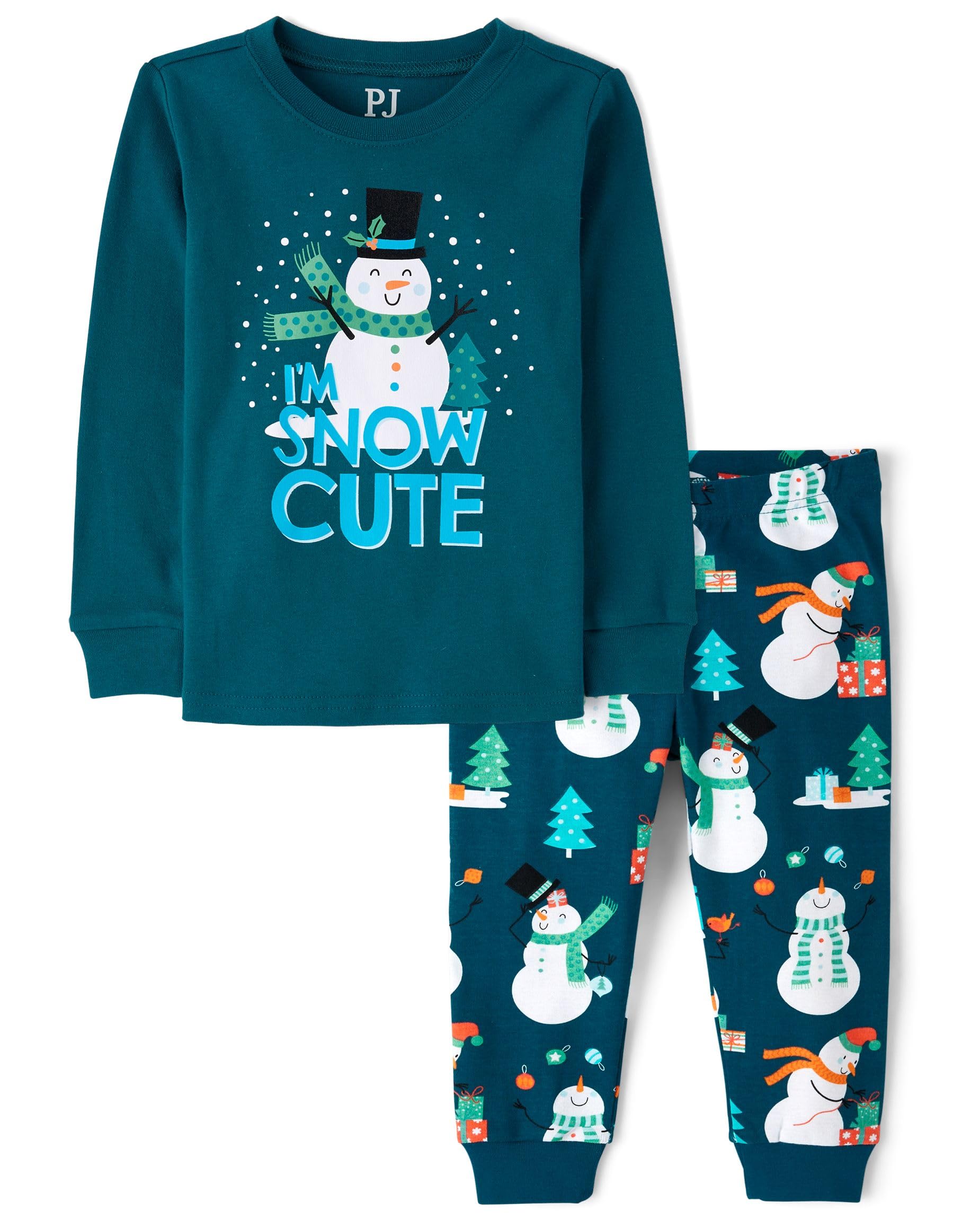 The Children's Place baby boys Button Long Sleeve Top and Pants Snug Fit 100% Cotton 2 Piece Pajama Set