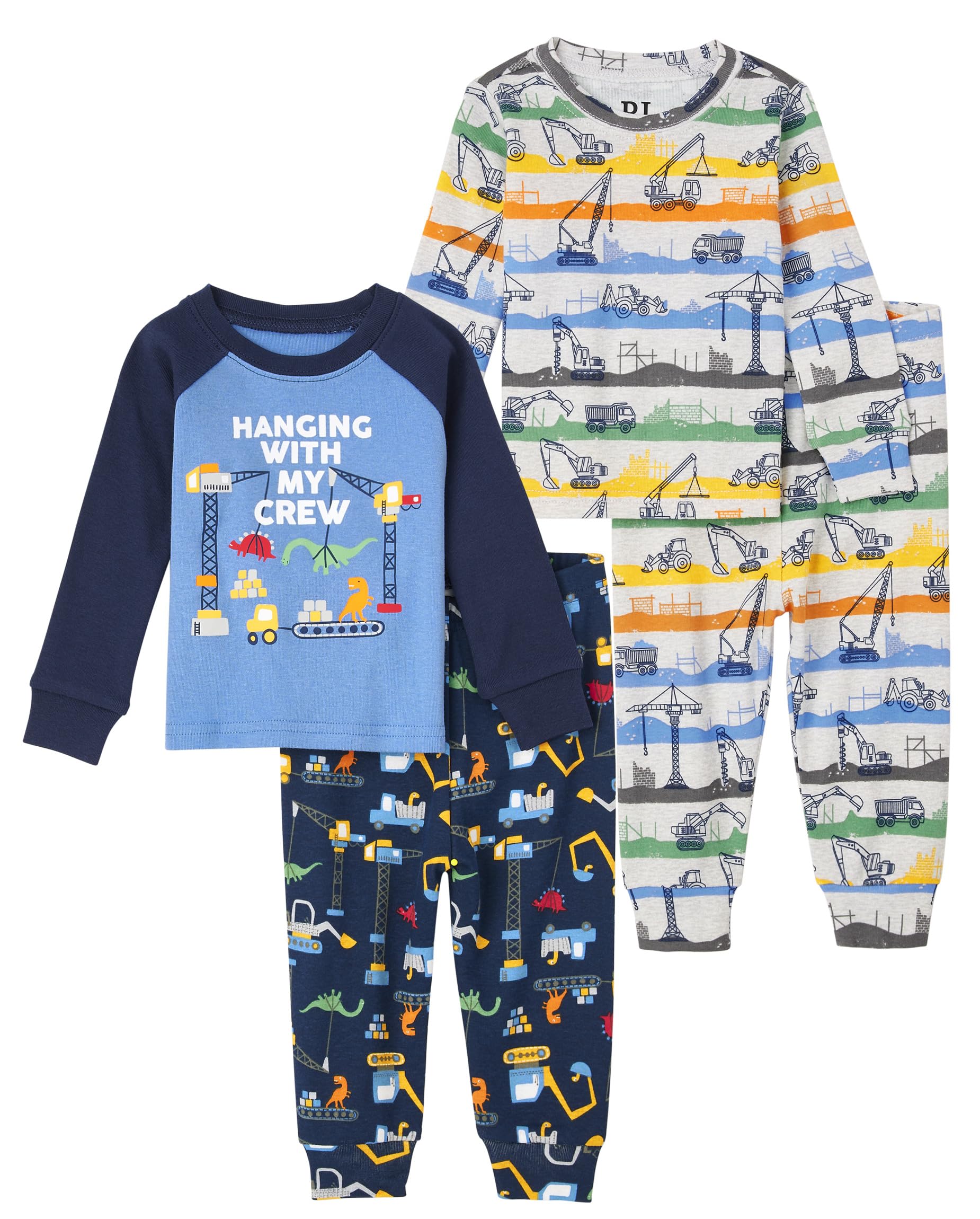 The Children's Place baby boys Button Long Sleeve Top and Pants Snug Fit 100% Cotton 2 Piece Pajama Set
