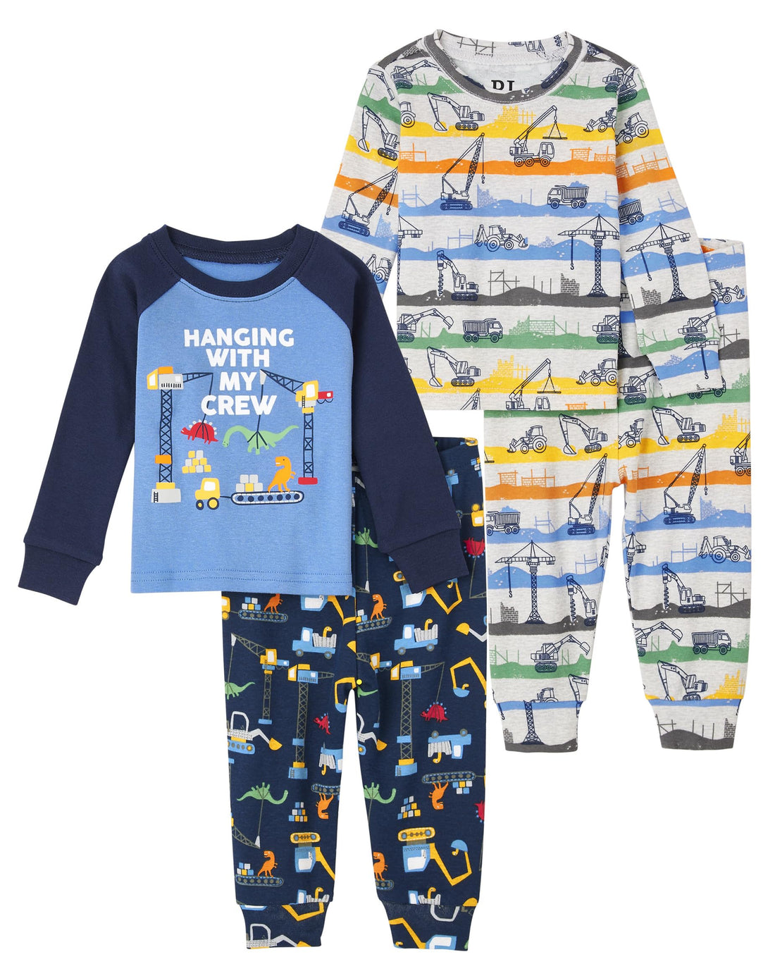 The Children's Place baby boys Button Long Sleeve Top and Pants Snug Fit 100% Cotton 2 Piece Pajama Set