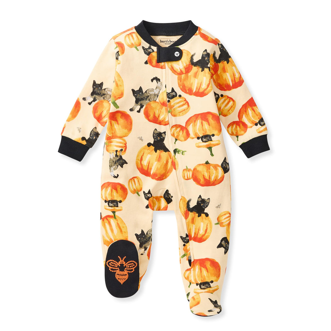 Burt's Bees Baby Organic Cotton Sleep and Play Footed Pajamas for Girls, Zipper PJ Newborn Sleeper with Non-Slip Bee Grips