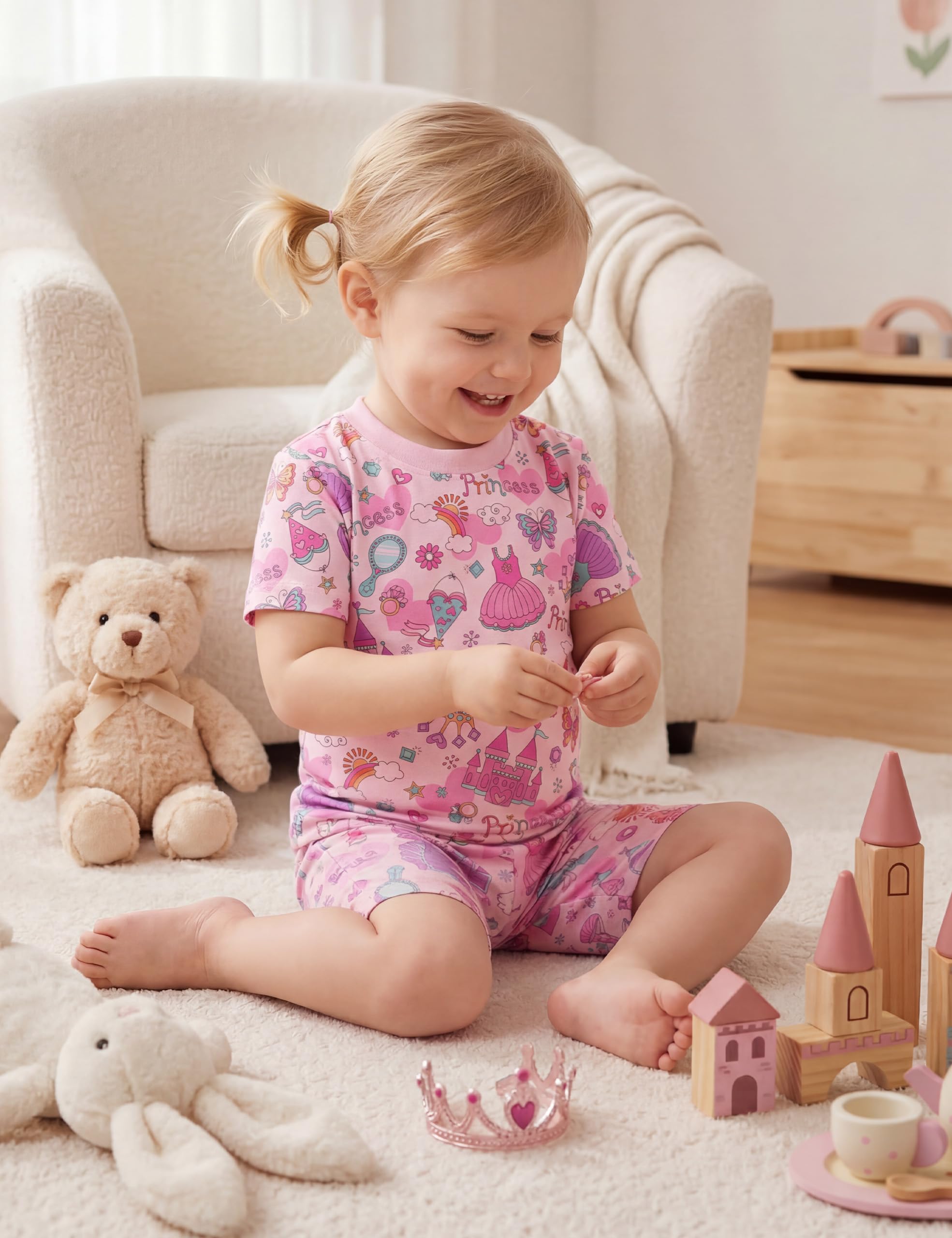 Yoofoss Toddler Pajamas Organic Cotton Baby Girl Boy Pajamas Summer Short Sleeve Kids Clothes Snug Fit Pjs Set 2 Piece