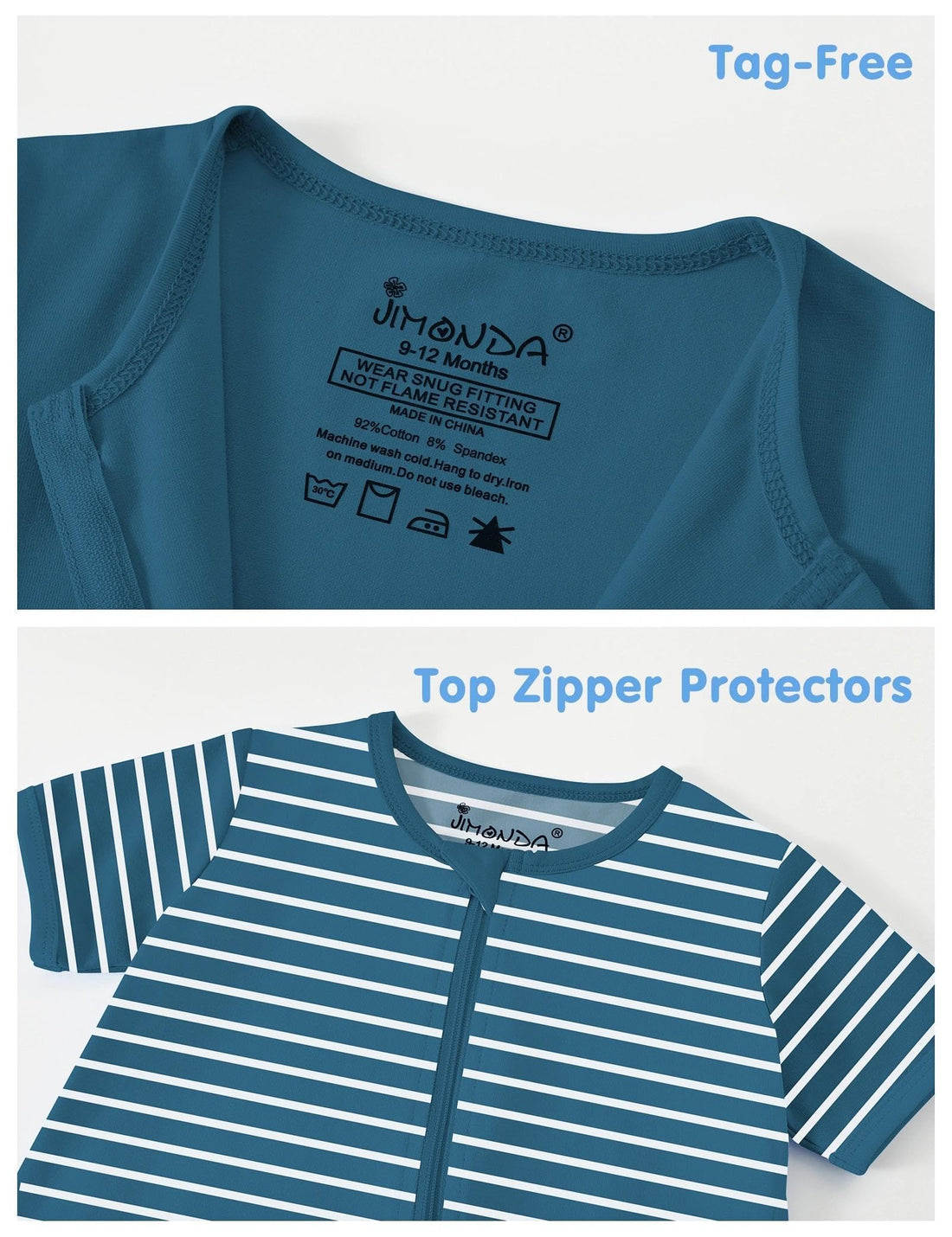 Jimonda Baby Romper 2 Pack Short Sleeve Pajamas Footless Sleepers Baby Boys Girls 2 Way Zipper Pjs Sleep and Play Clothes